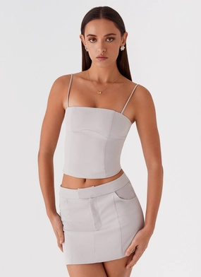Eliana Suit Mini Skirt - Grey Everyday Look