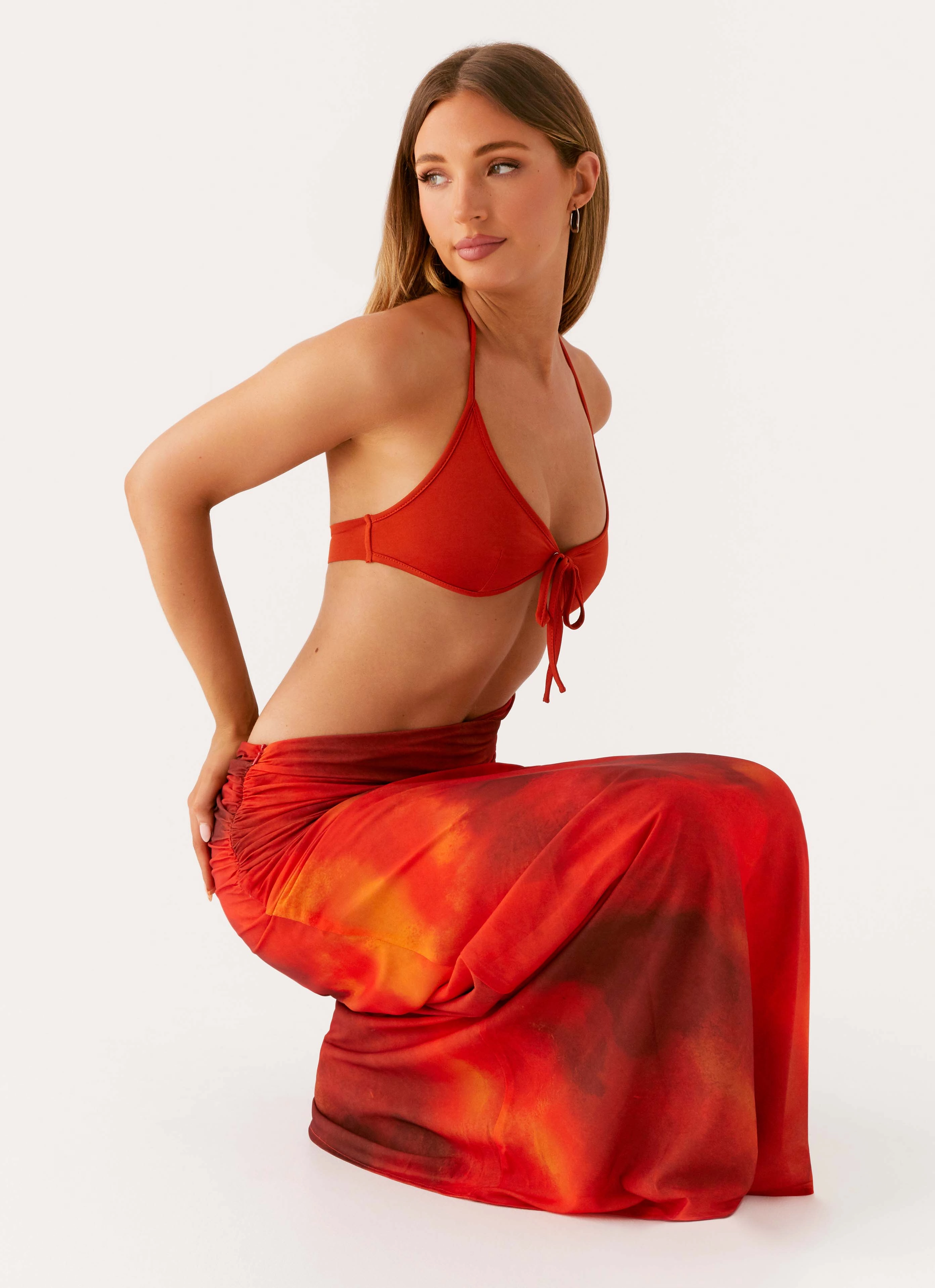 Elixis Maxi Dress - Scarlet Blur Monochrome Mood Work-Ready Look