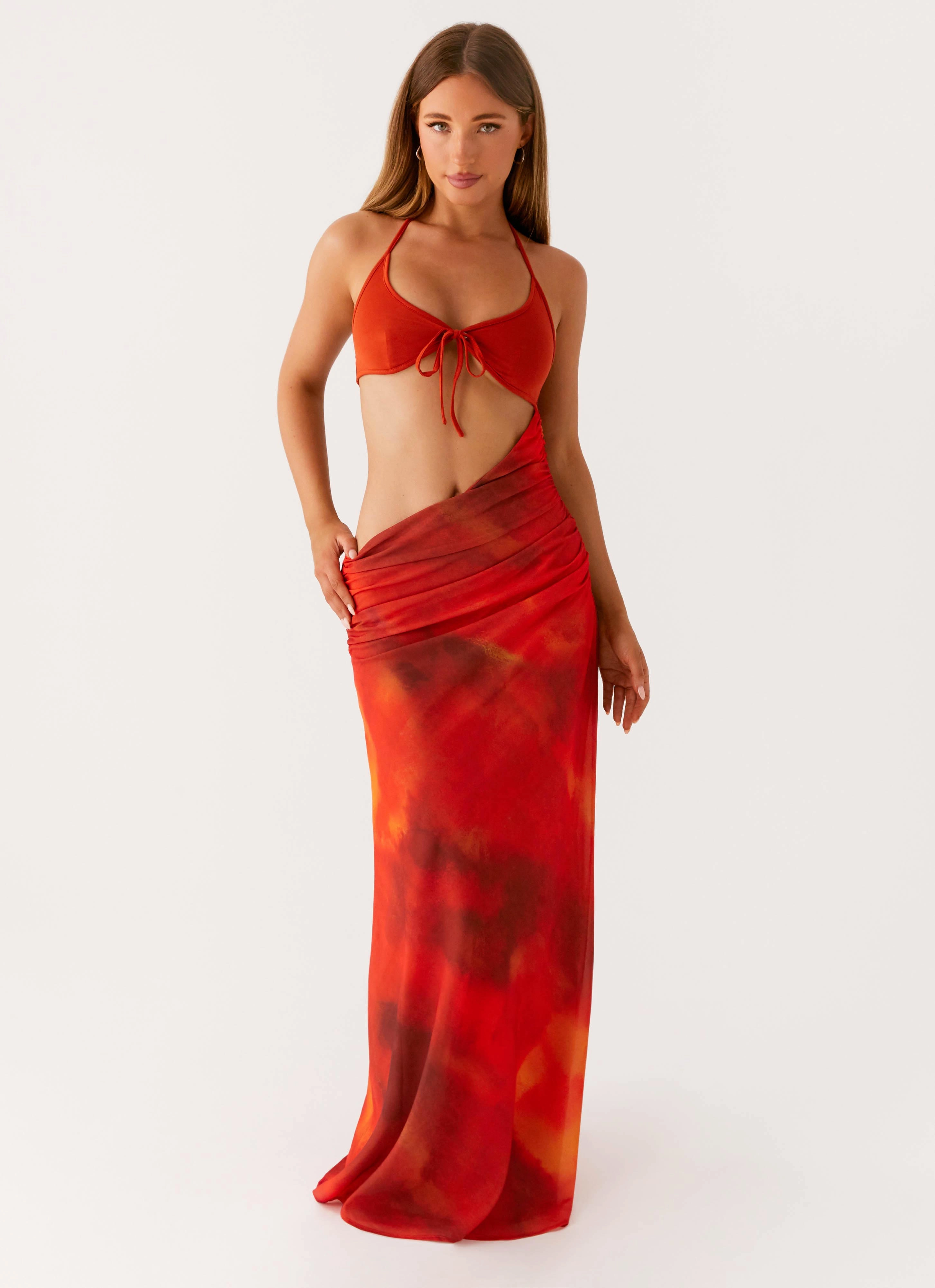 Trendy And Comfortable Elixis Maxi Dress - Scarlet Blur