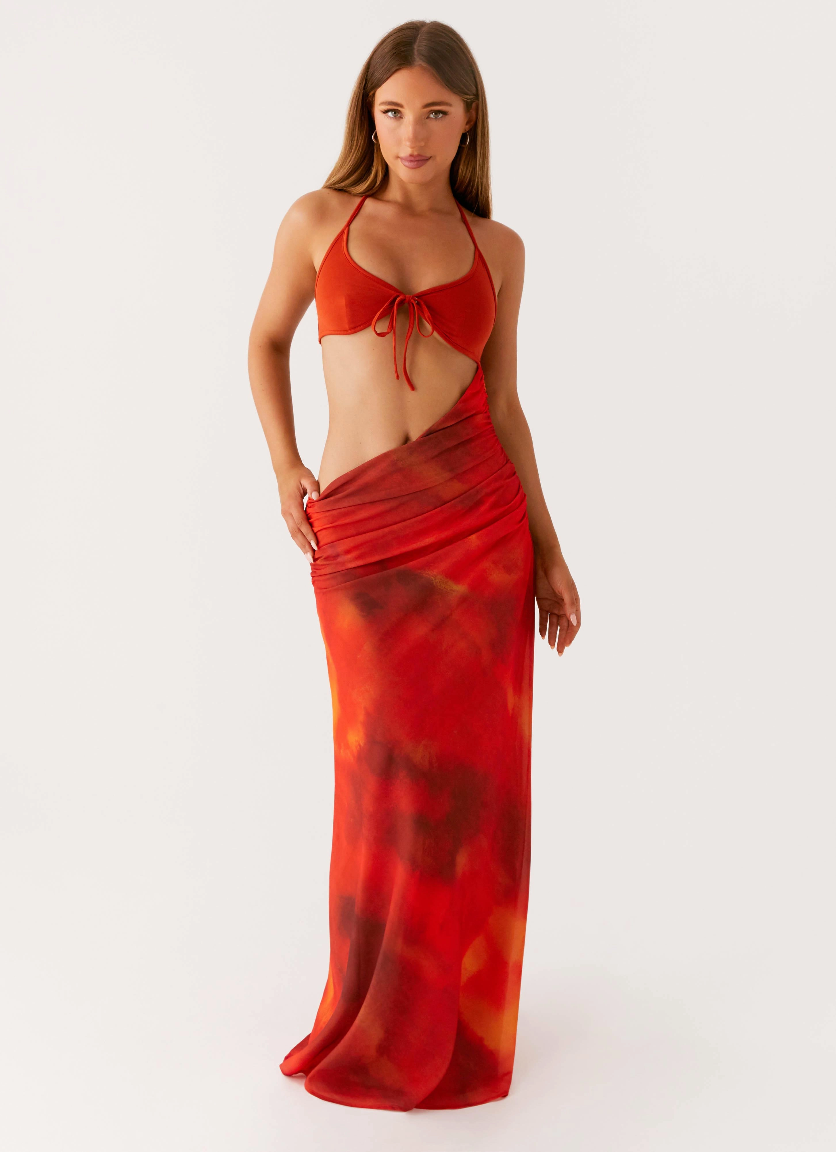 Elixis Maxi Dress - Scarlet Blur AntiFrayEdging