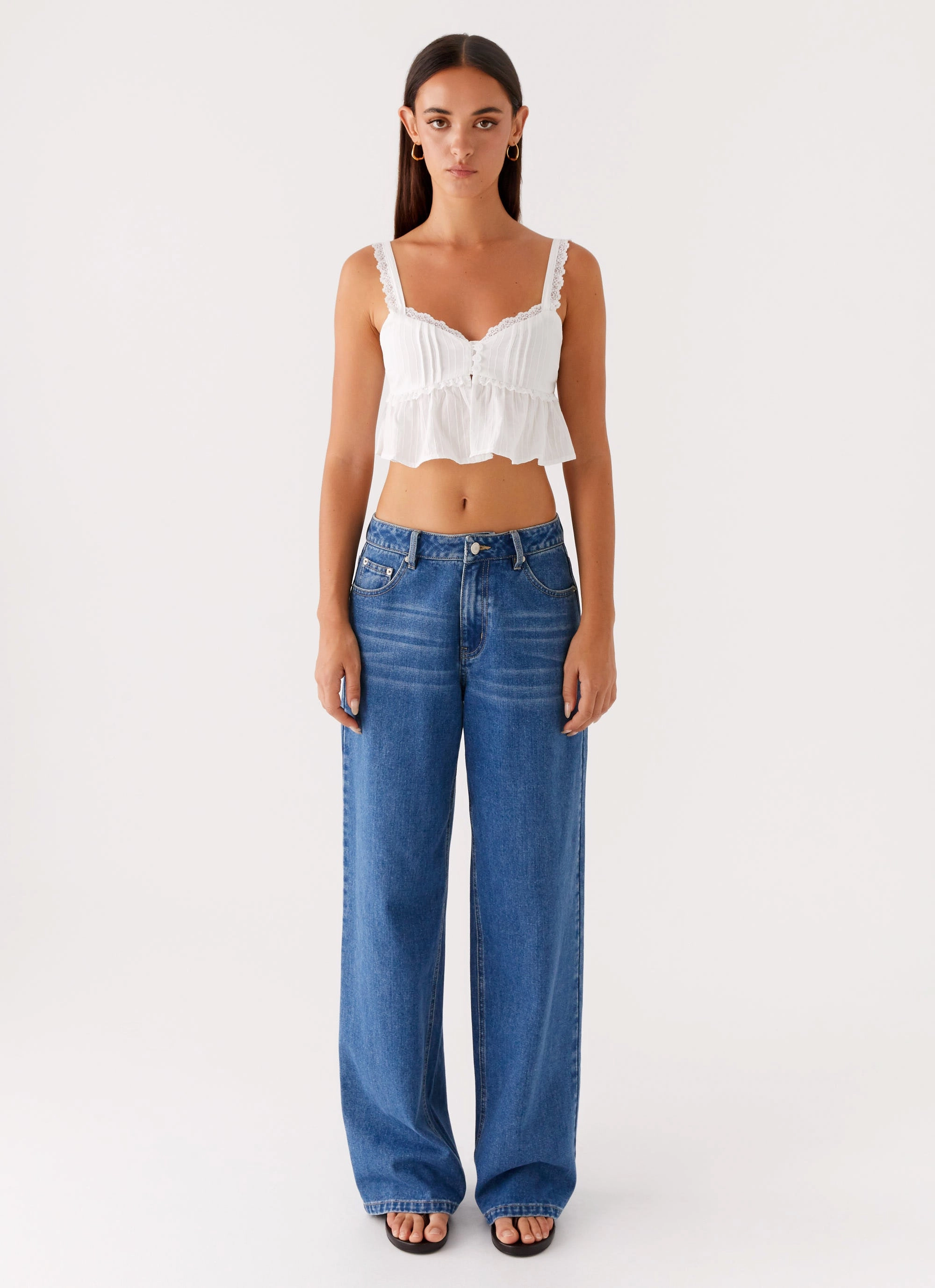 Overlock Edging Elliana Cami Top - White