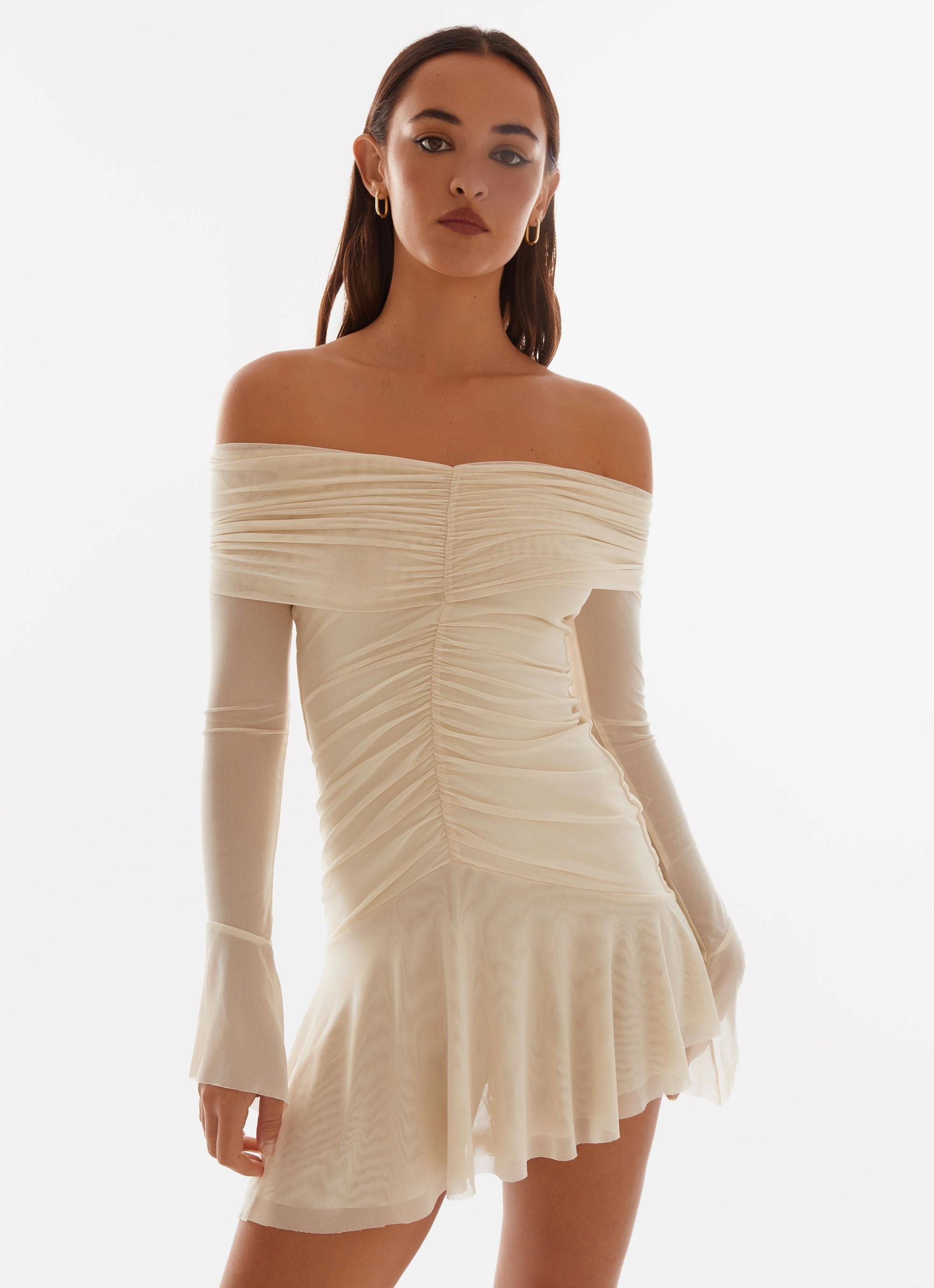 Ellis Ruched Mini Dress - Pastel Yellow Cozy Movement Contemporary Mood