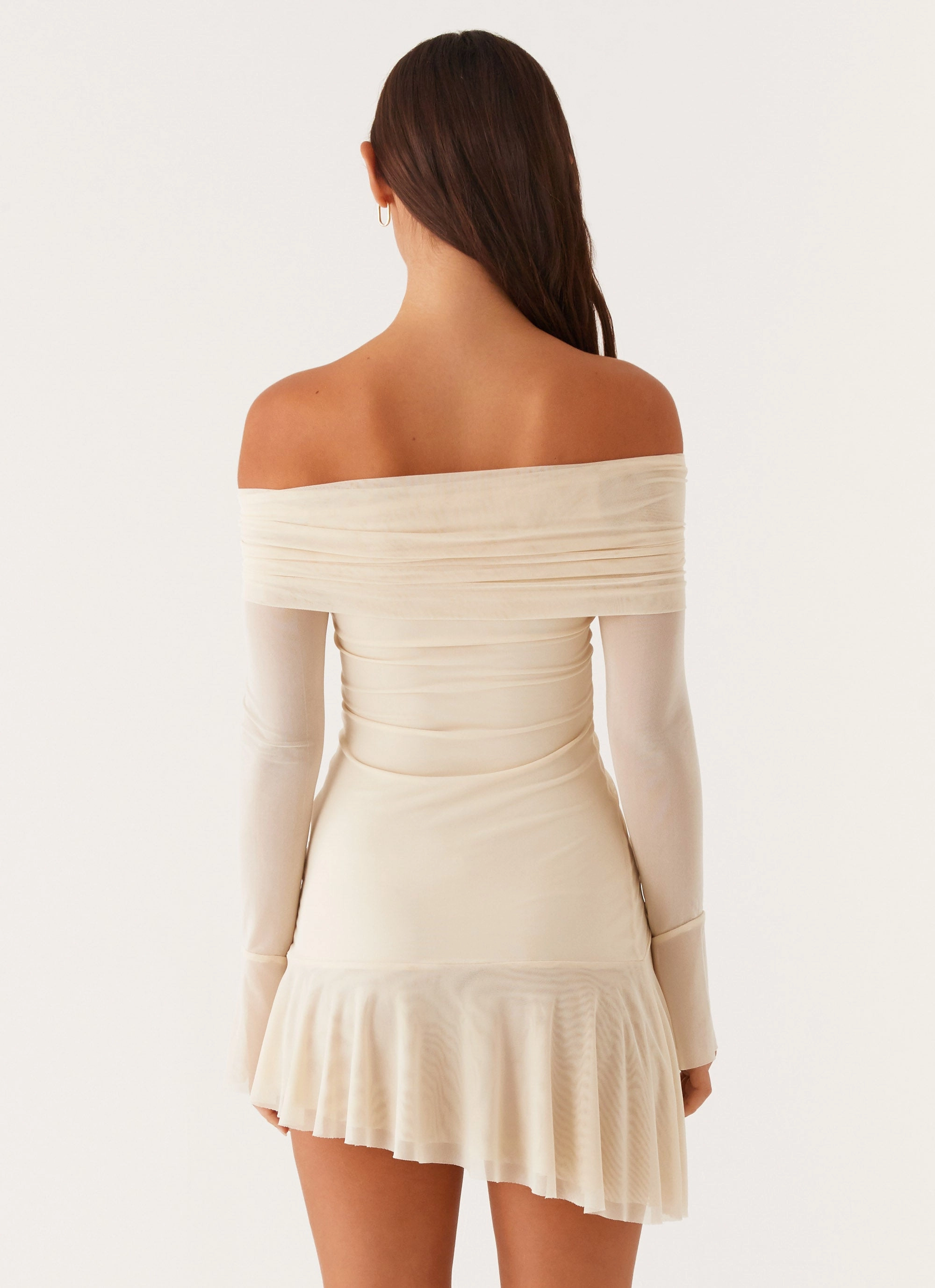 Ellis Ruched Mini Dress - Pastel Yellow beaded embellishment Gather Details