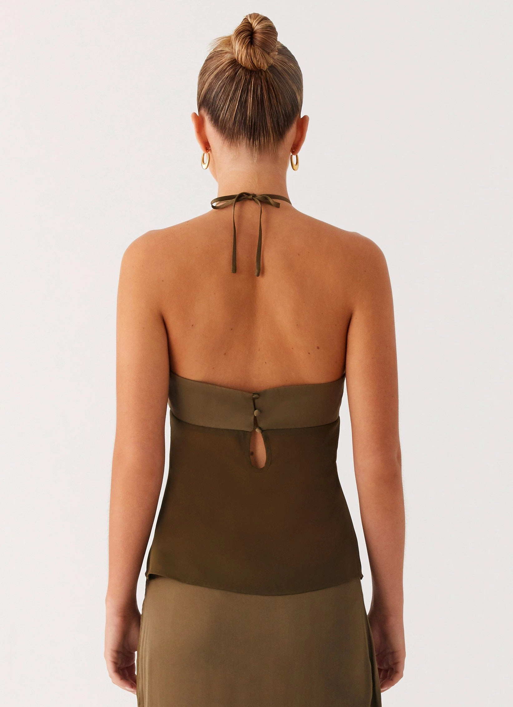 Layered Collar Structure MinimalistAesthetic Ellyse Top - Khaki