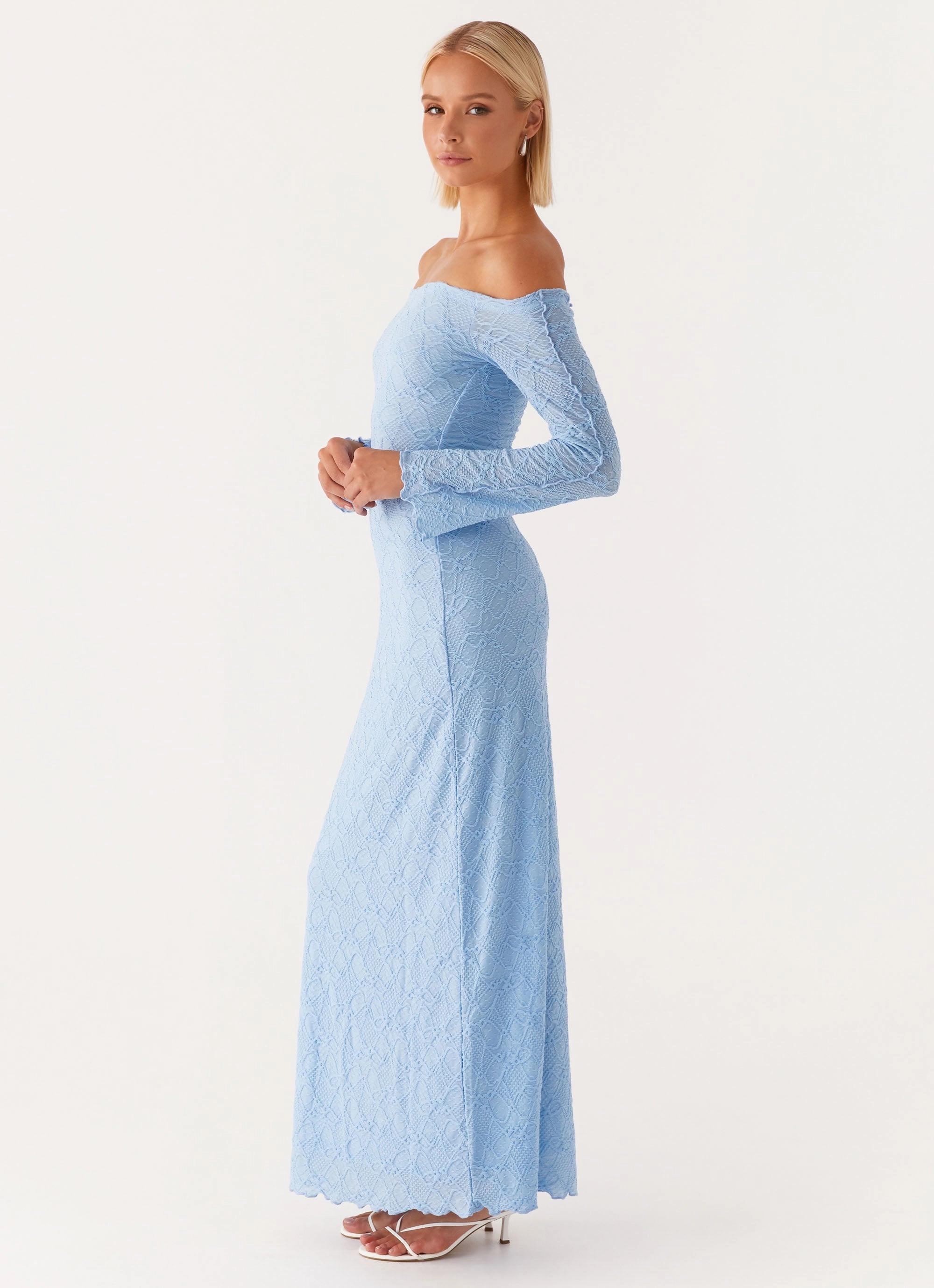 Elouera Maxi Dress - Baby Blue Velvet-Touch