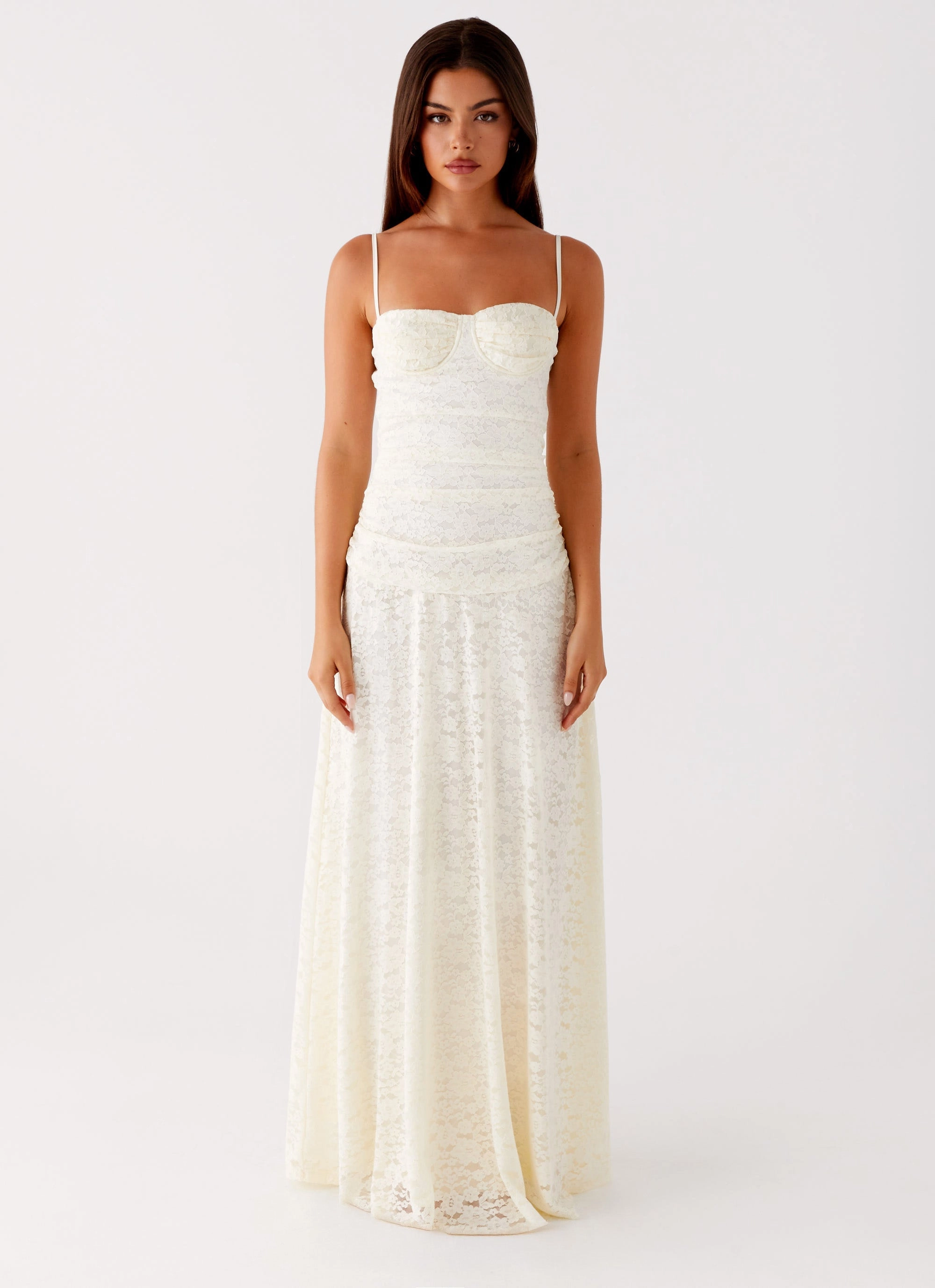Elsa Maxi Dress - Ivory Vibrant Look Blue Sky