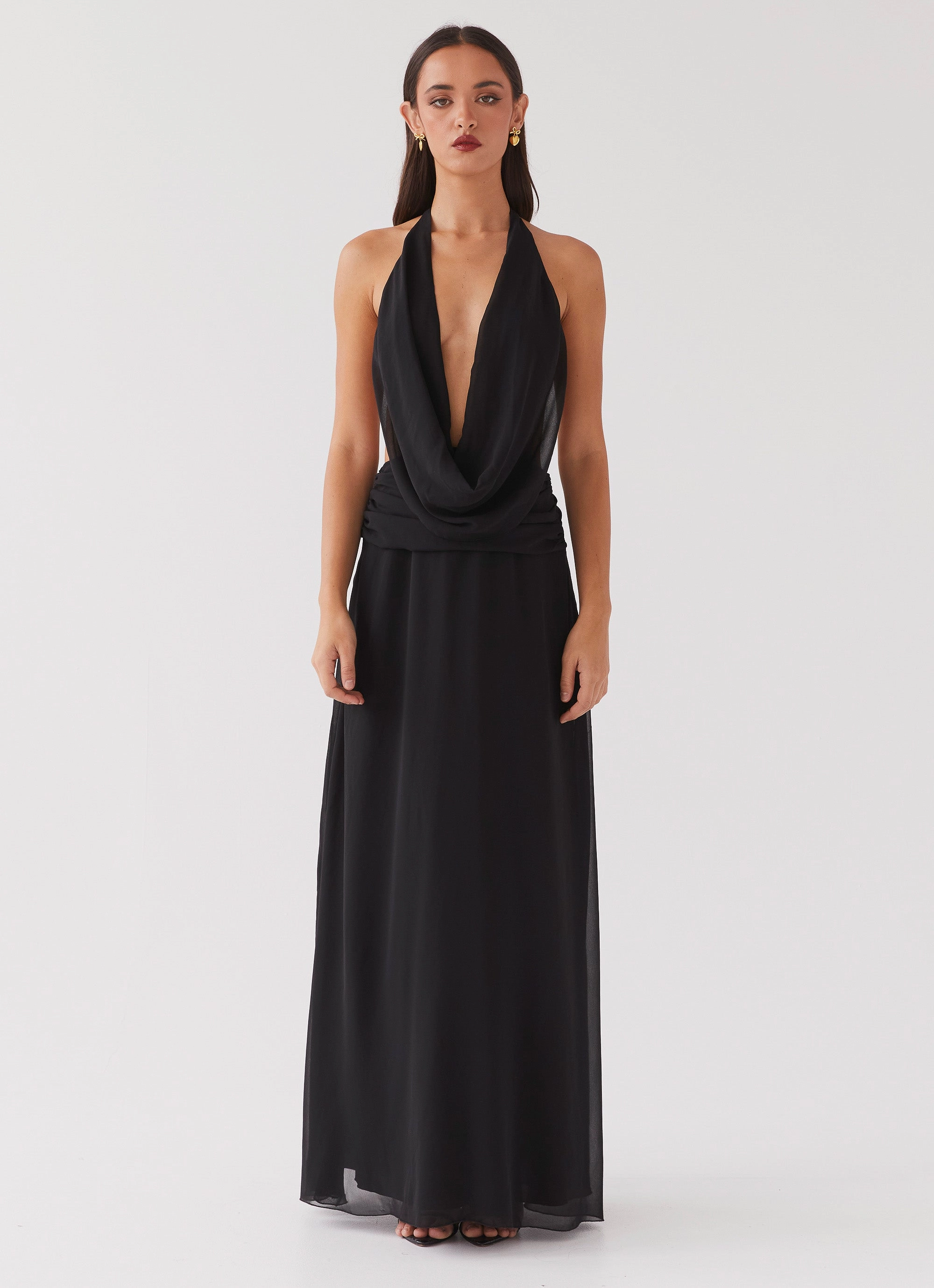 Elysia Chiffon Maxi Dress - Black Casual and Stylish