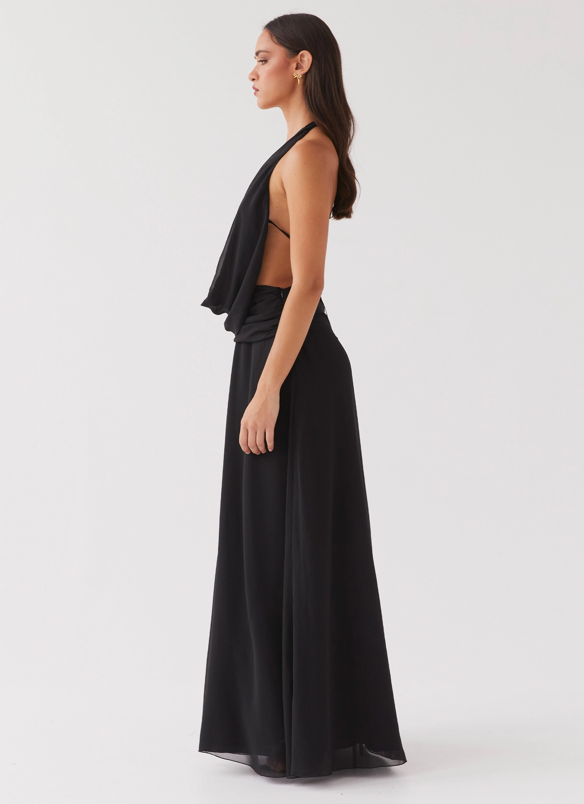 Elysia Chiffon Maxi Dress - Black Balanced Mood