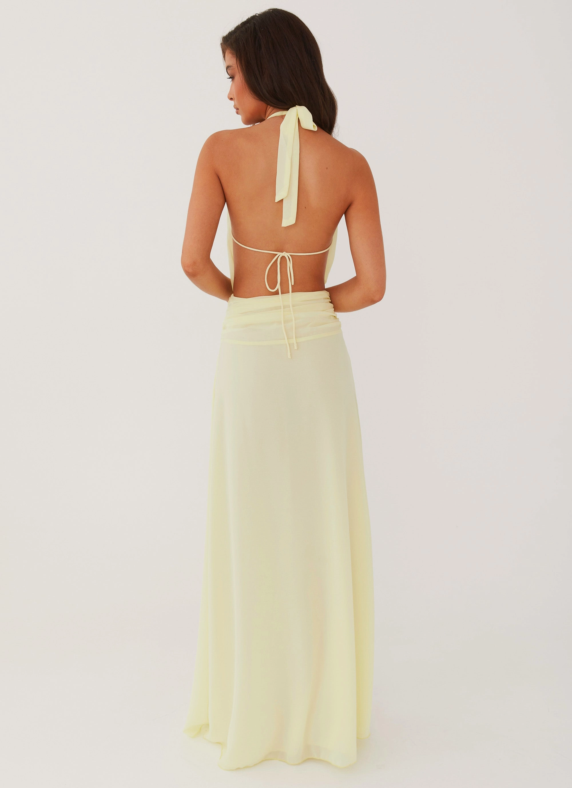 Elysia Chiffon Maxi Dress - Lemon Modern Cut summer breeze