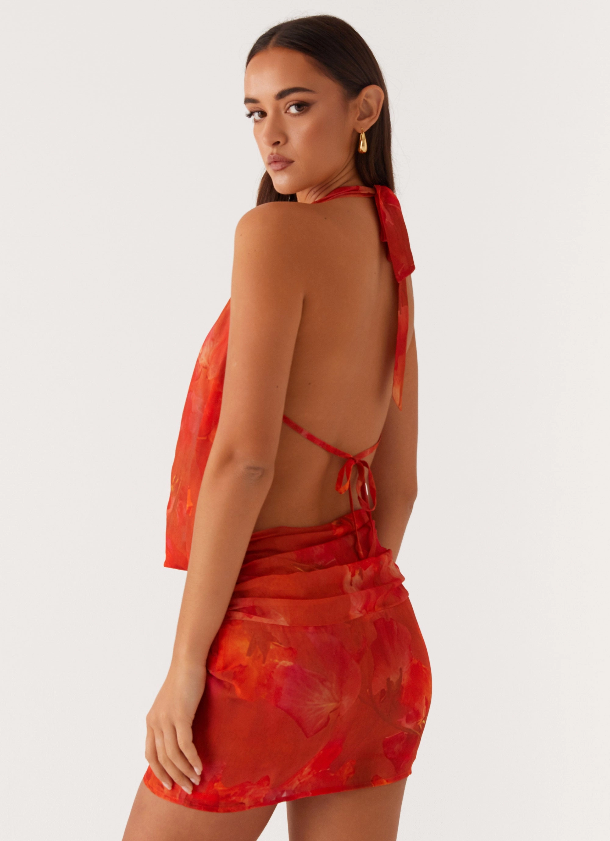 Weekend Look Slow Fashion Elysia Chiffon Mini Dress - Amber