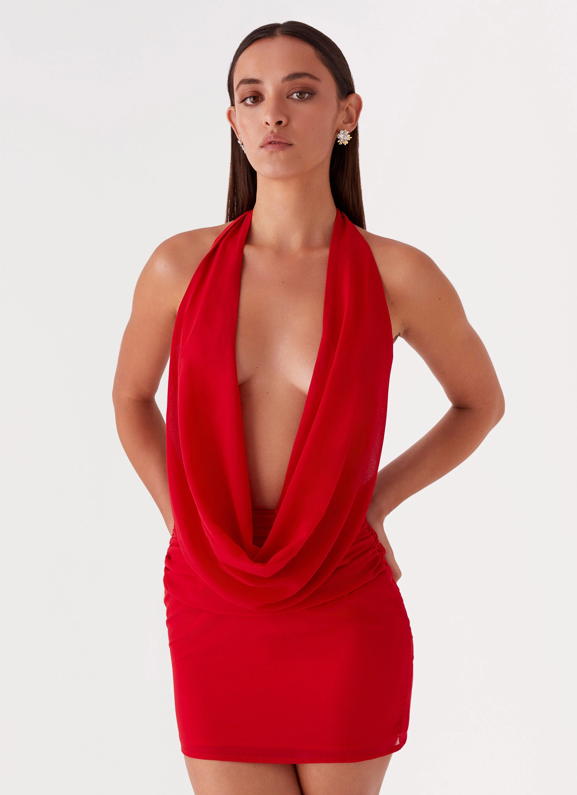 Fresh Detail Sporty Edge Elysia Chiffon Mini Dress - Red