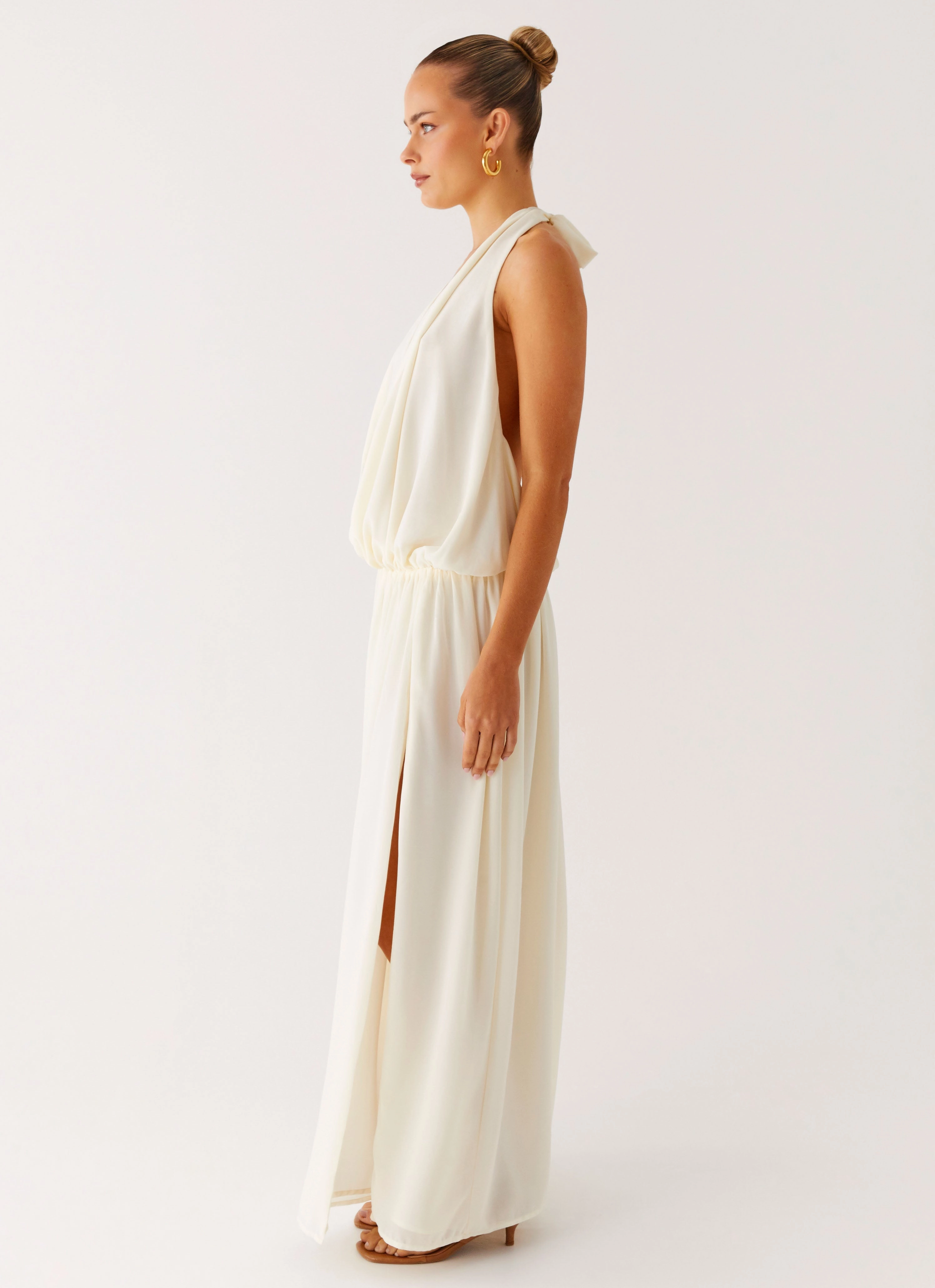 Calm Aesthetic Narlah Halter Maxi Dress - Ivory