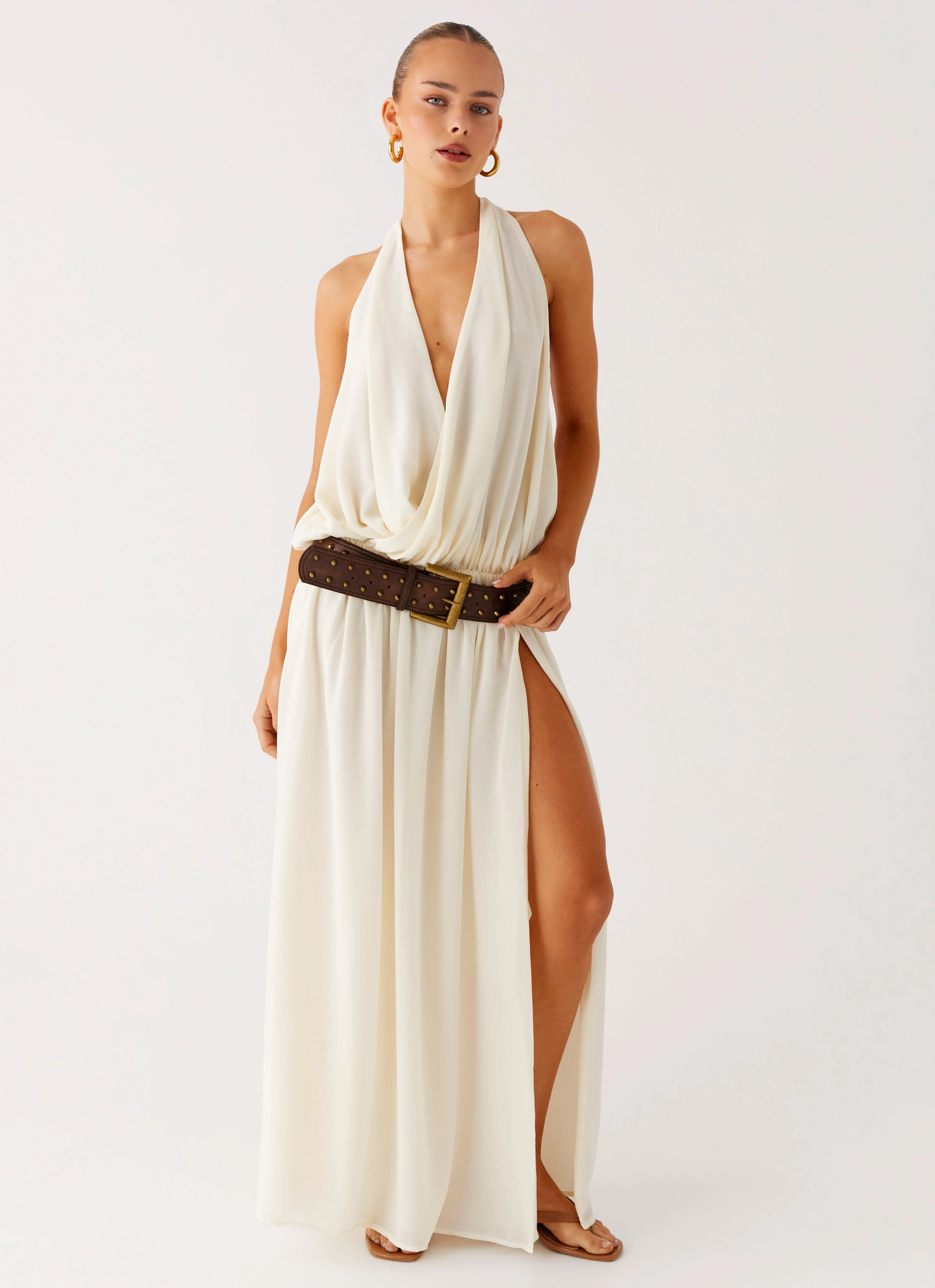 Balanced Texture Narlah Halter Maxi Dress - Ivory