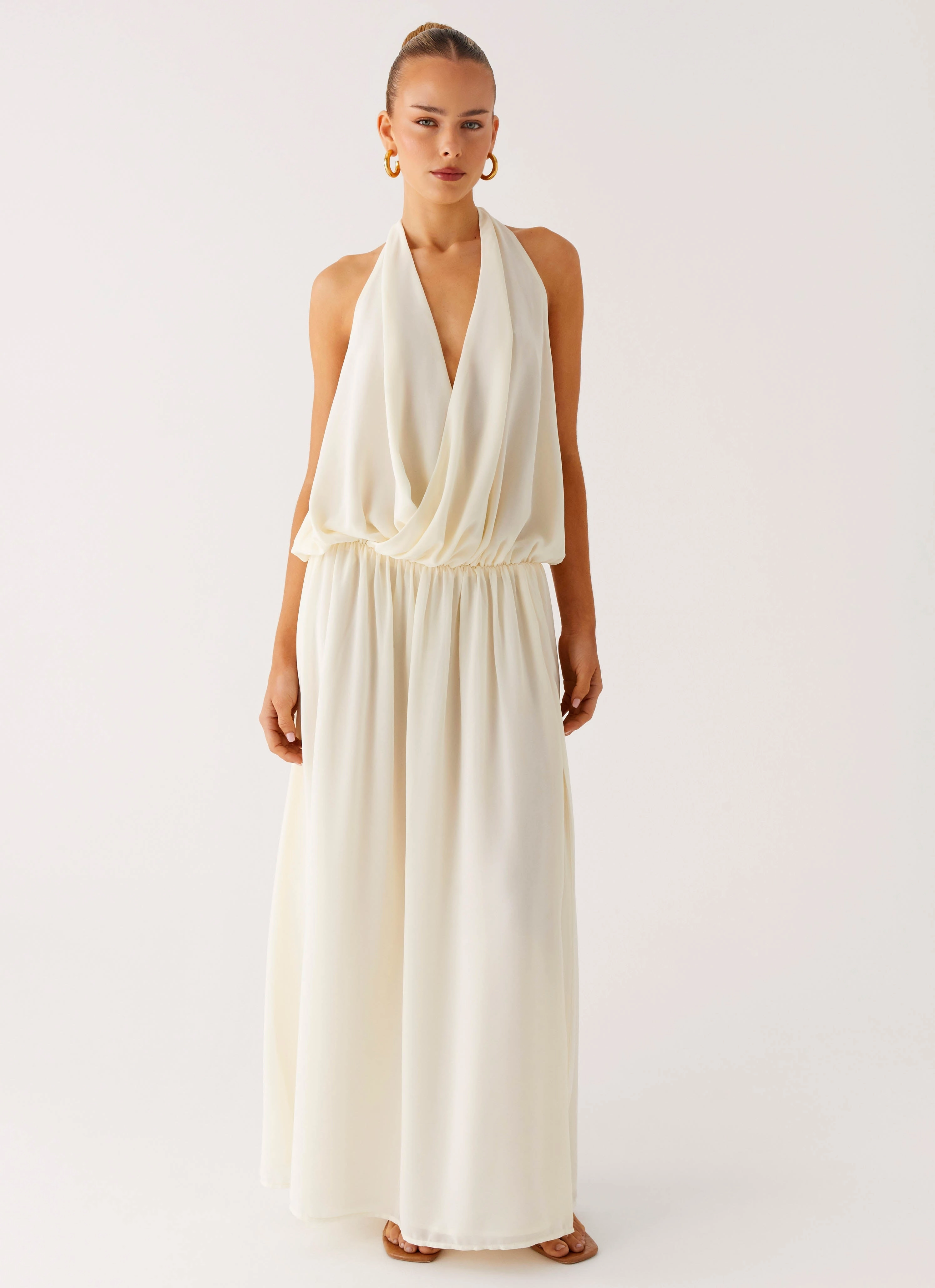 Sweetheart-Neck Narlah Halter Maxi Dress - Ivory