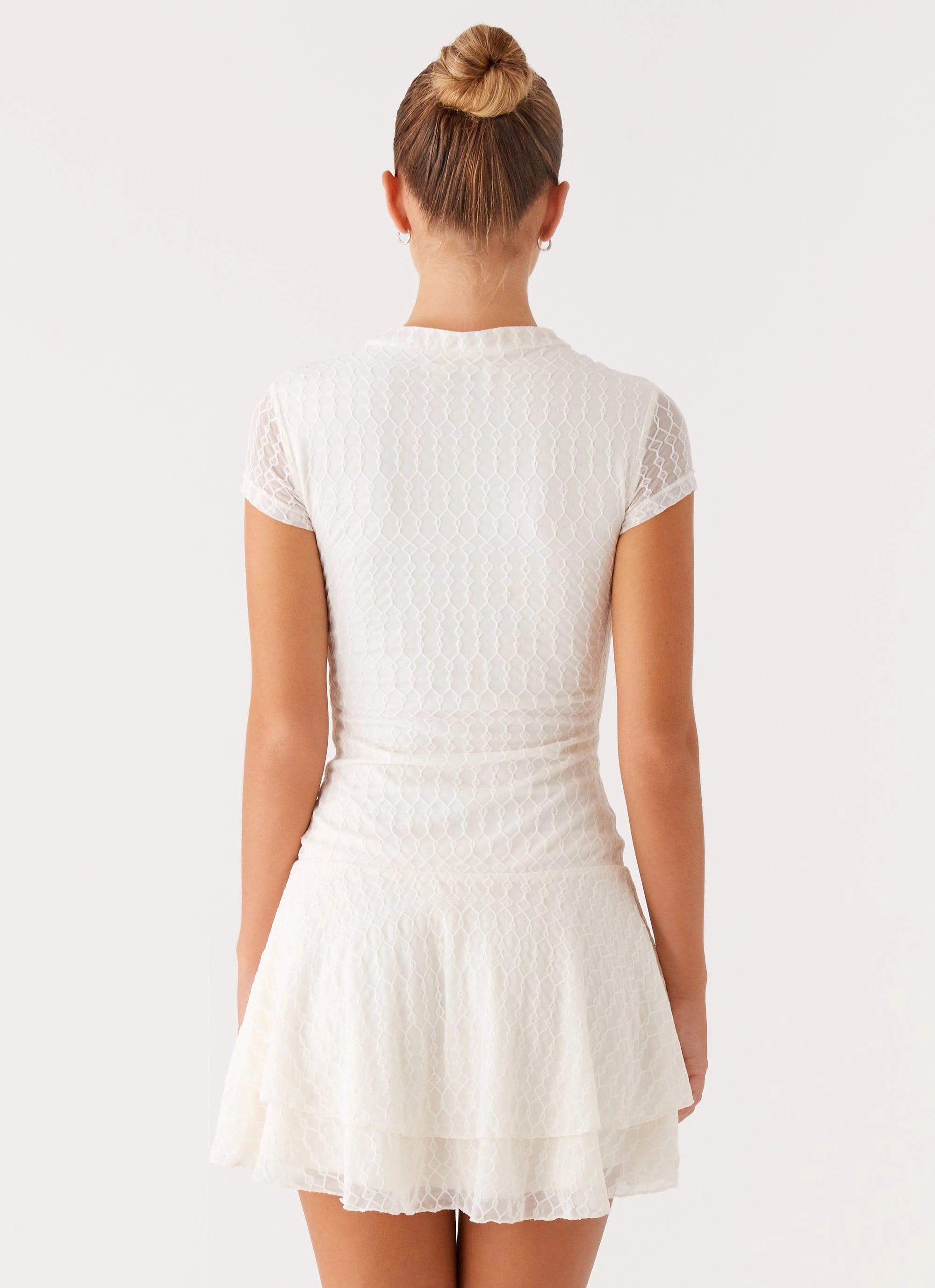 Esty Mini Dress - Ivory Semi Sheer Thermal Regulating