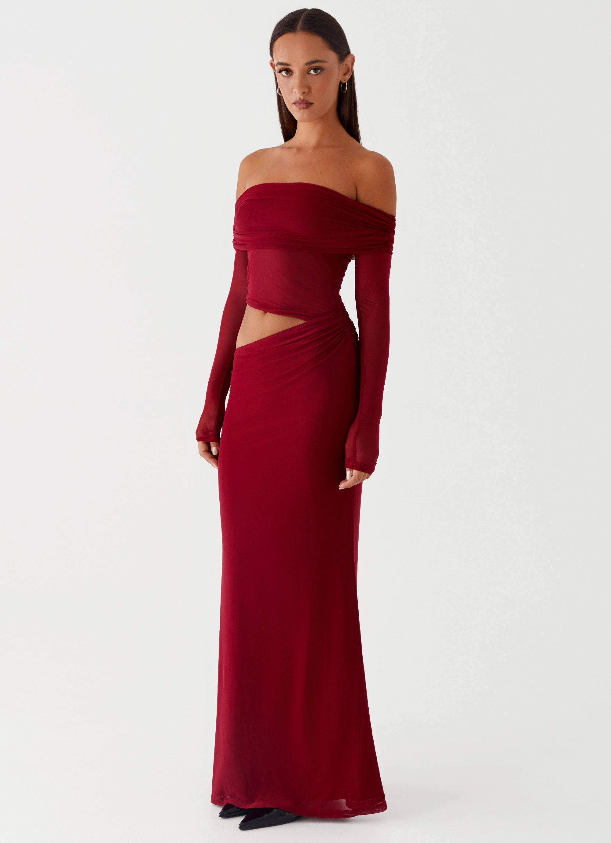 Emery Maxi Dress - Cherry Red Light Motion