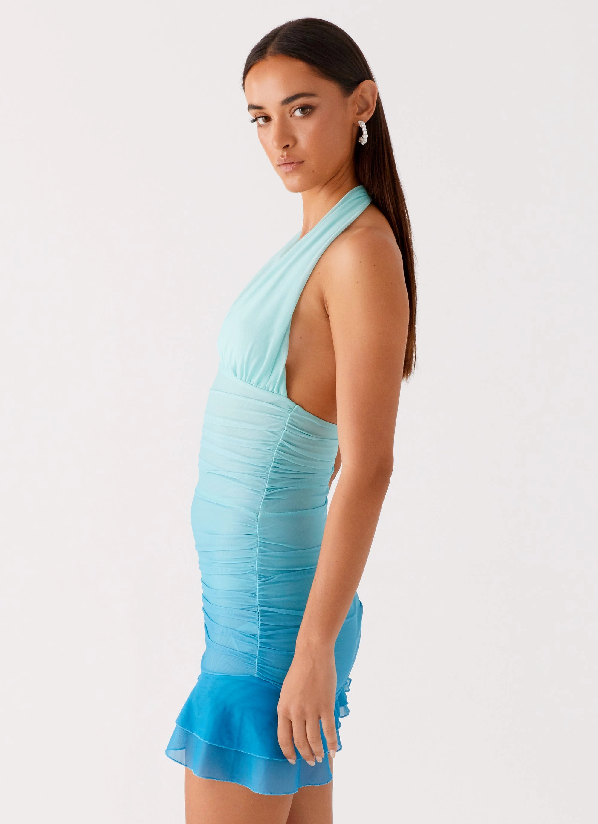 Smart and Stylish Emilio Halter Mini Dress - Blue Gradient