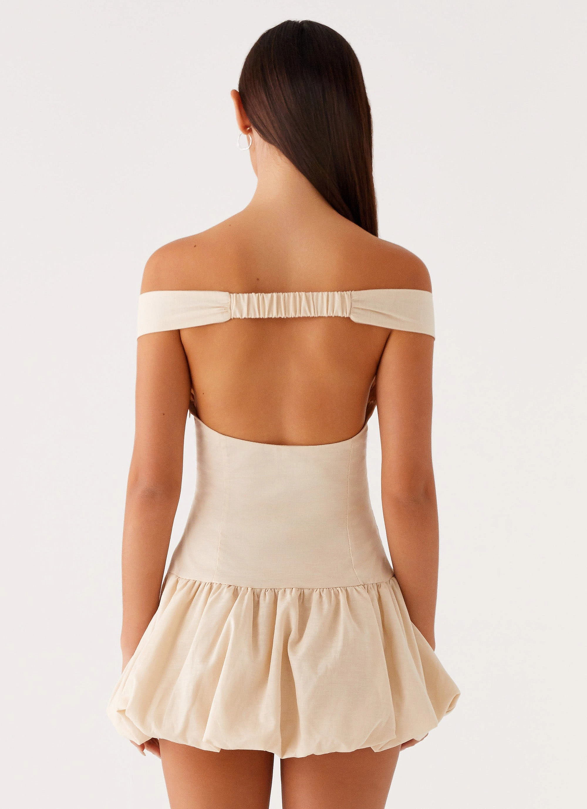 Endless Romance Off Shoulder Mini Dress - Butter Light Wear