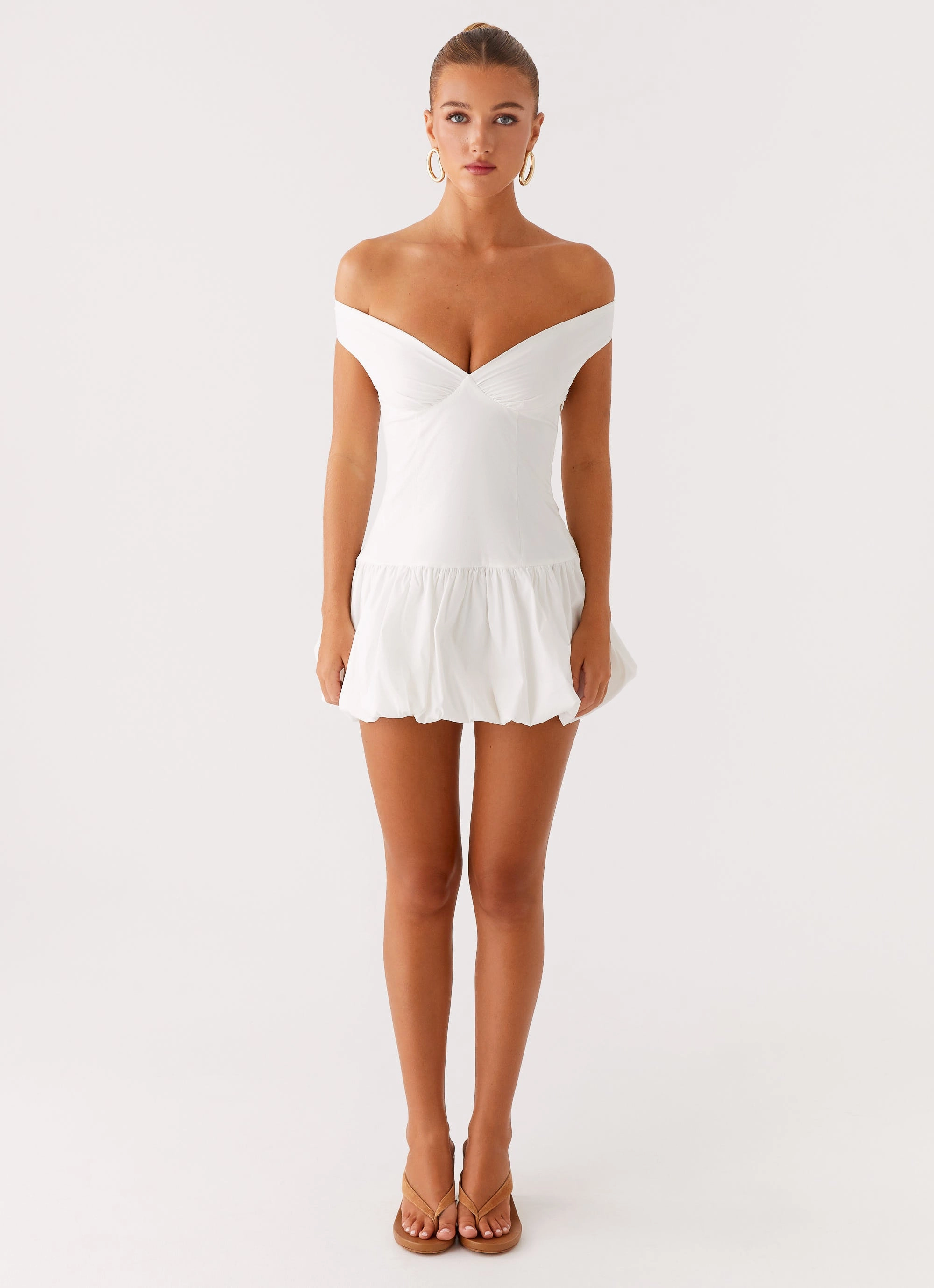 Endless Romance Off Shoulder Mini Dress - White Happy Soul