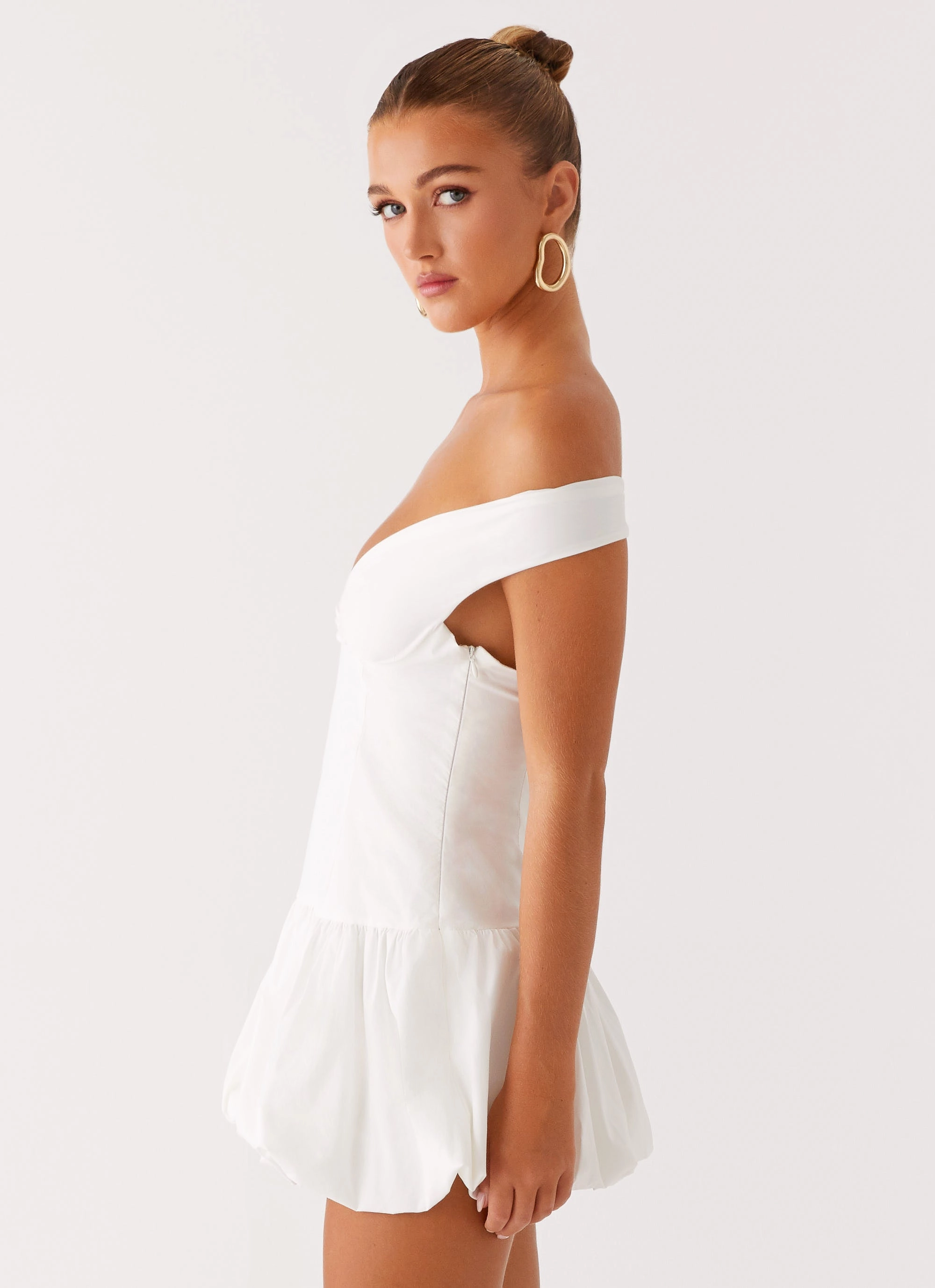 Modern Chic Simple Chic Endless Romance Off Shoulder Mini Dress - White