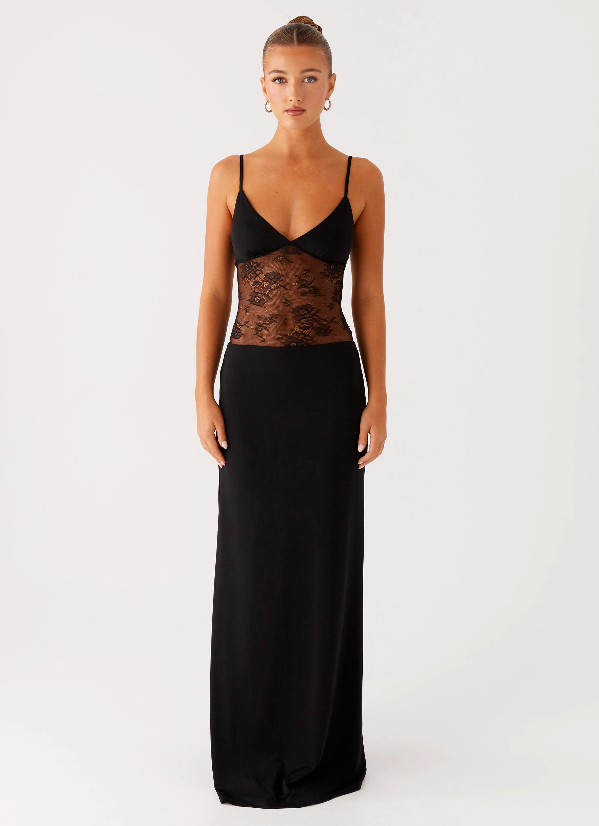 Office Glam Sheer Layer Envy Maxi Dress - Black