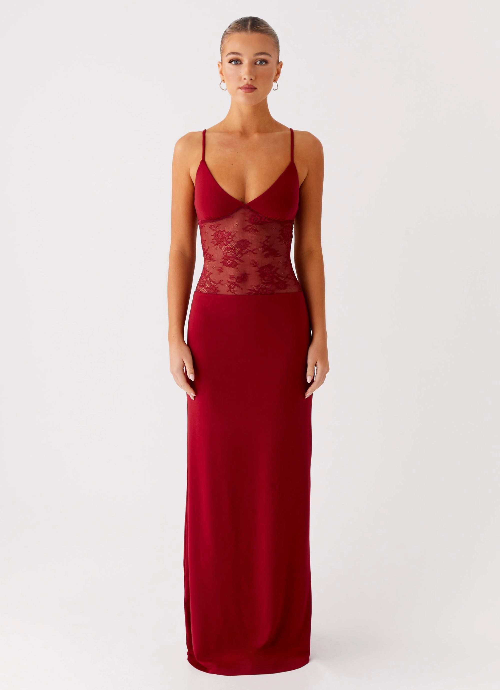 Shine Moment Layer Light Envy Maxi Dress - Maroon