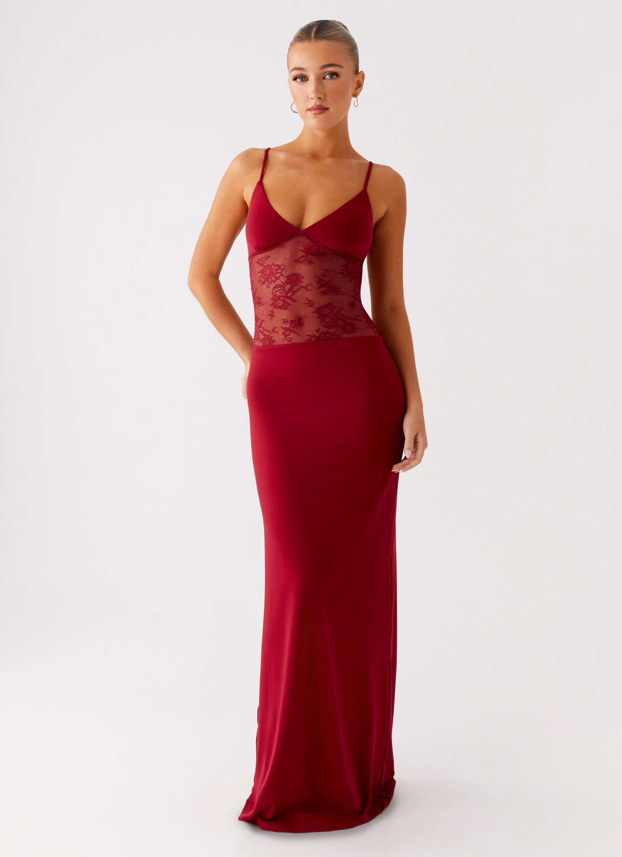 Cool Drape Envy Maxi Dress - Maroon