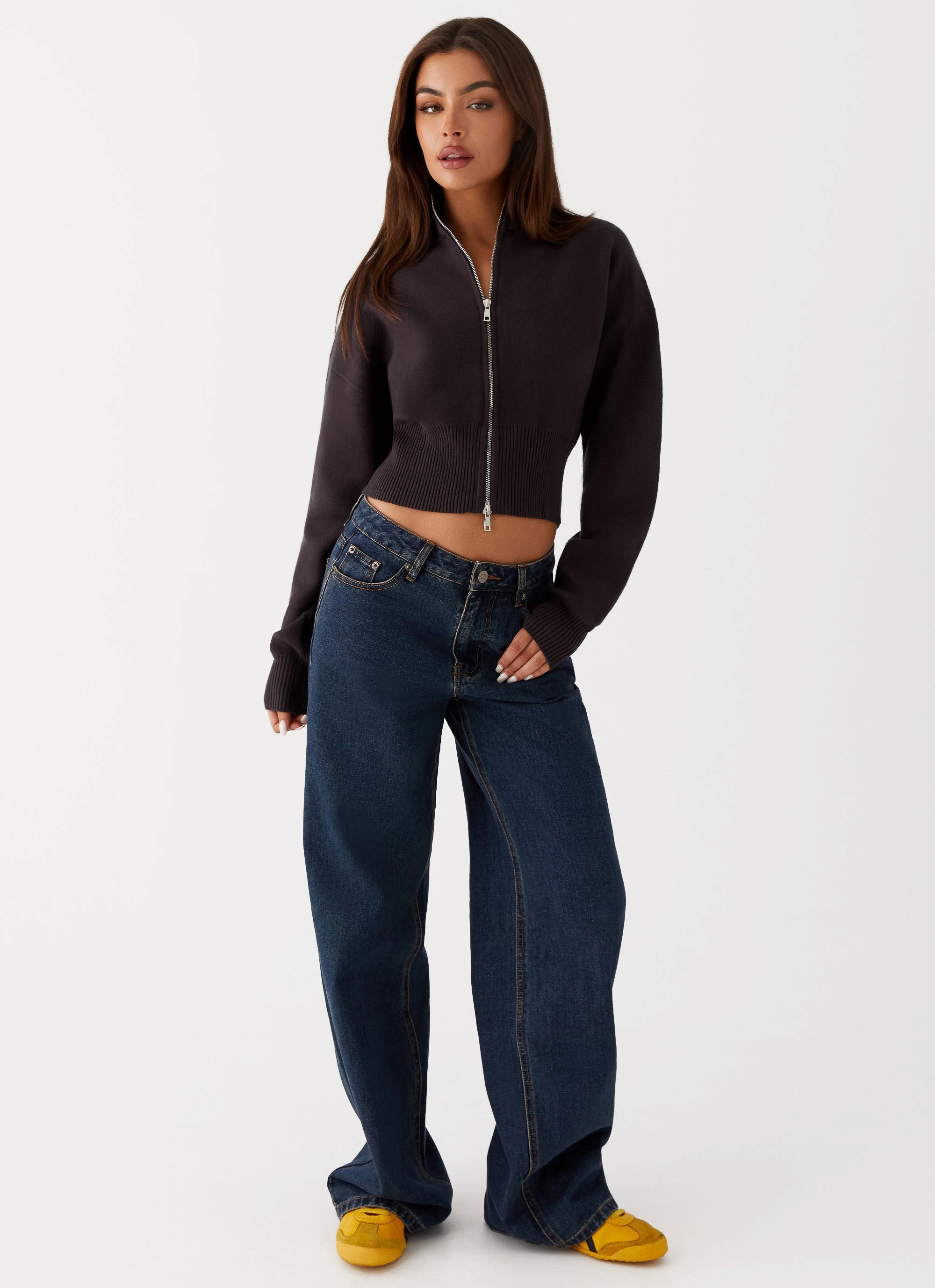 Weatherproof Zipper Seals Episode High Neck Cardigan - Charcoal