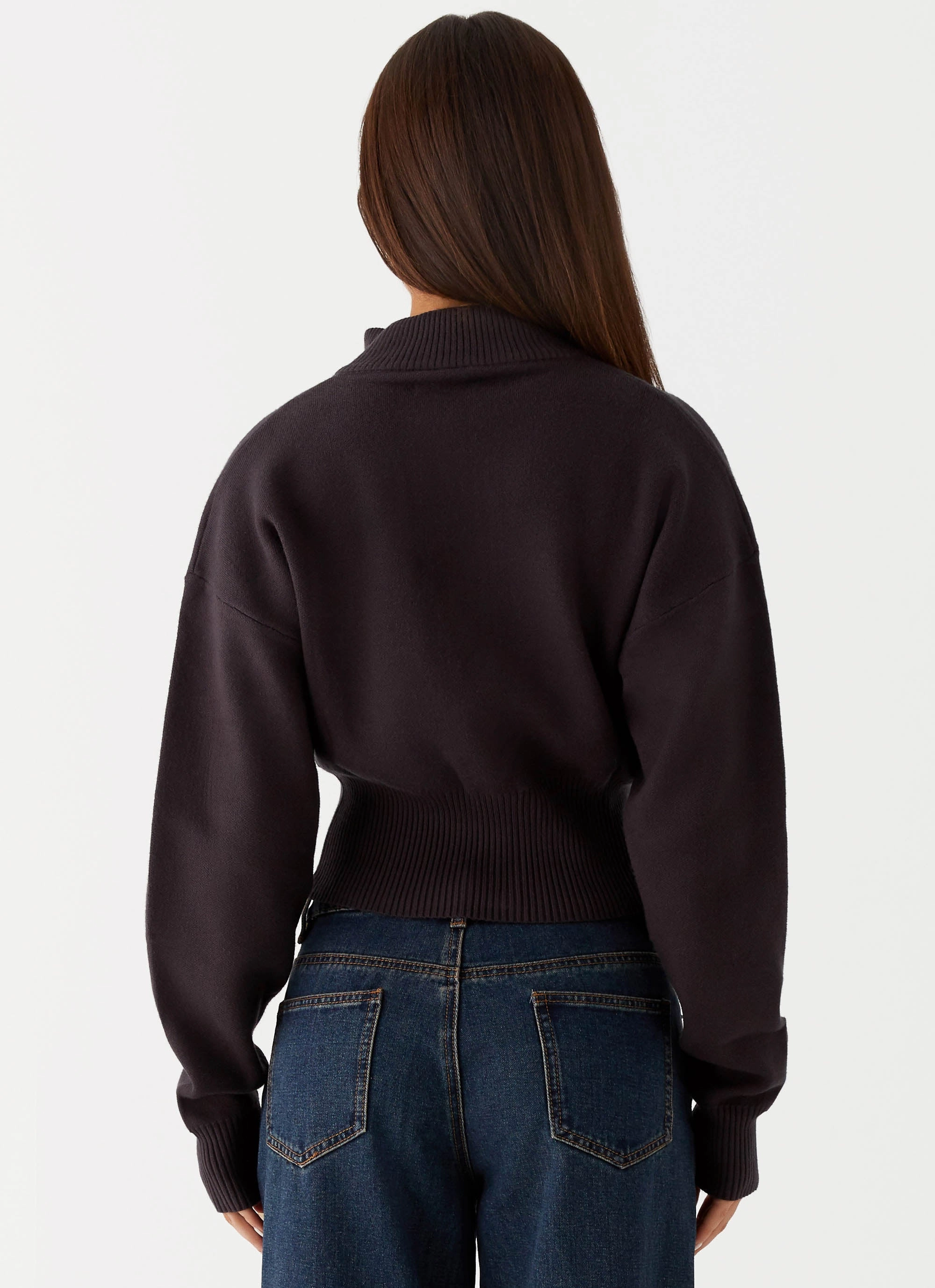 Rugged Daily Style Episode High Neck Cardigan - Charcoal