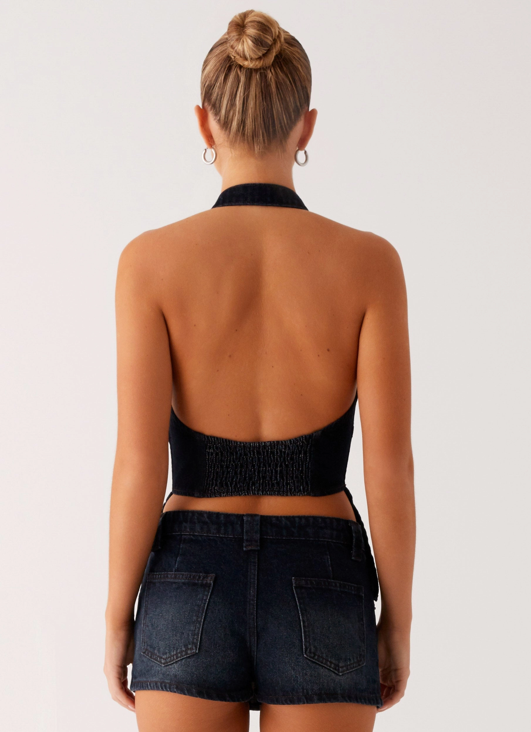 Esma Halter Top - Washed Dark Blue Thermal Regulation Technology