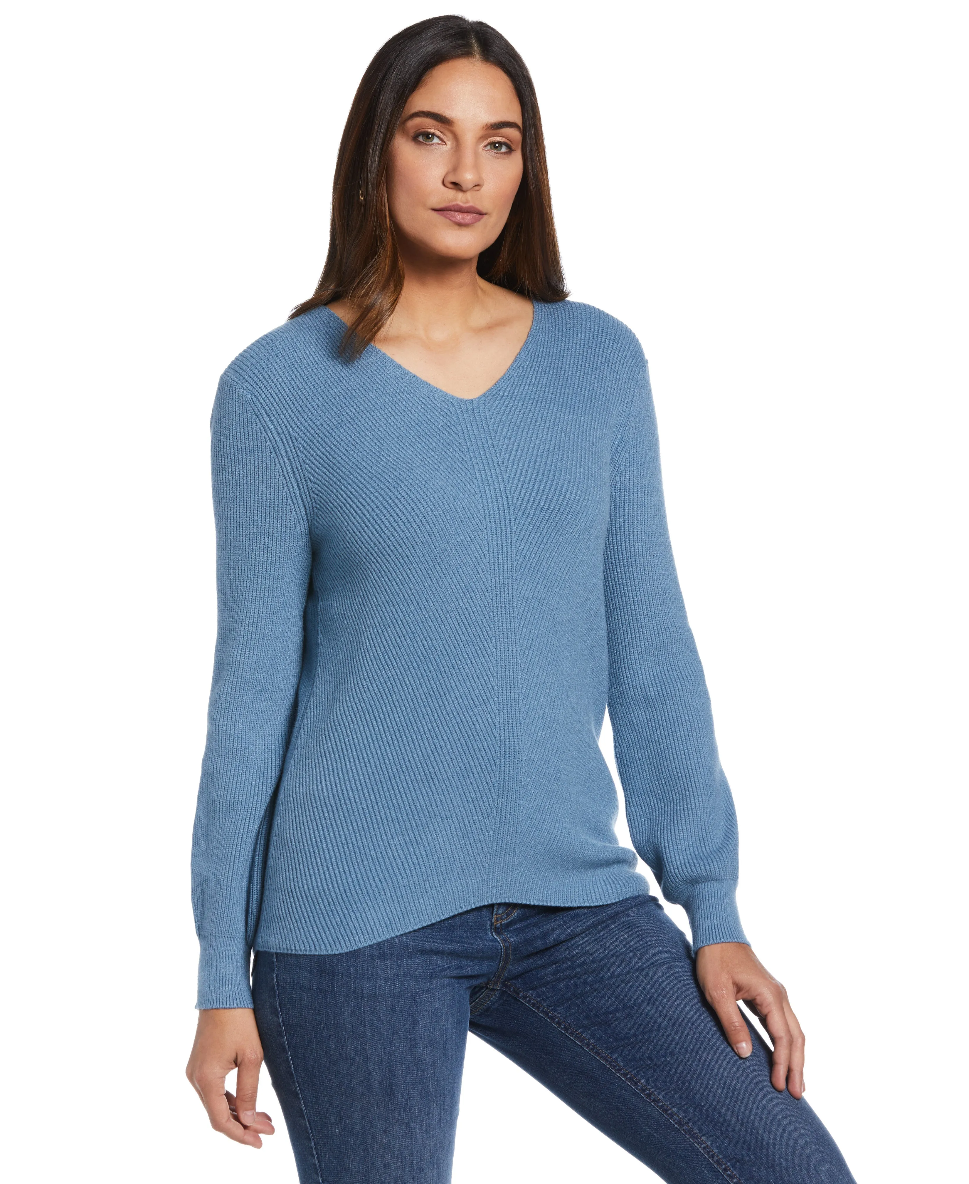 Essential Ribbed V-Neck Sweater Knitted Layering Chilly Chic