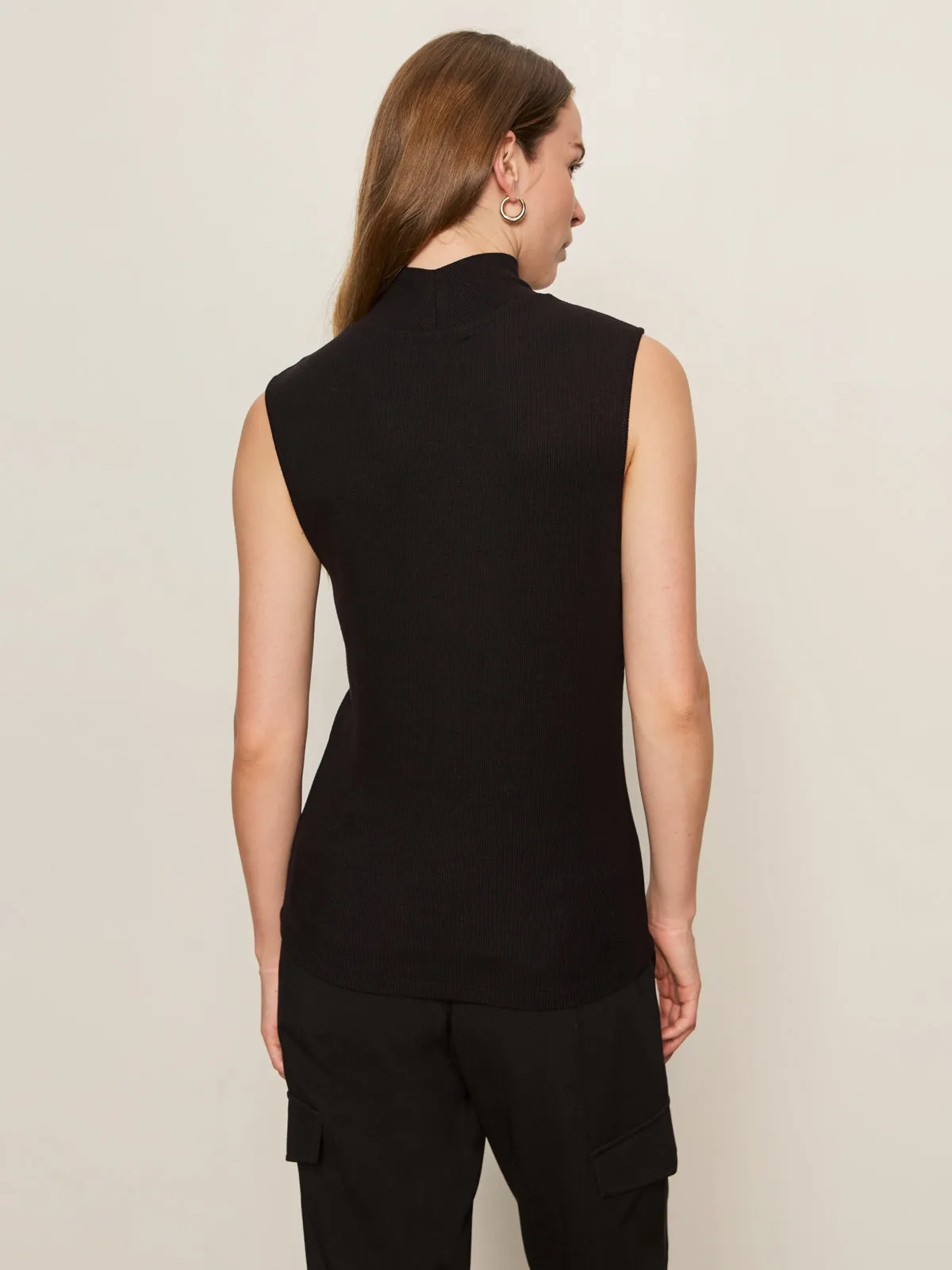 Essential Sleeveless Mock Neck Tank Black EcoFriendly Dye