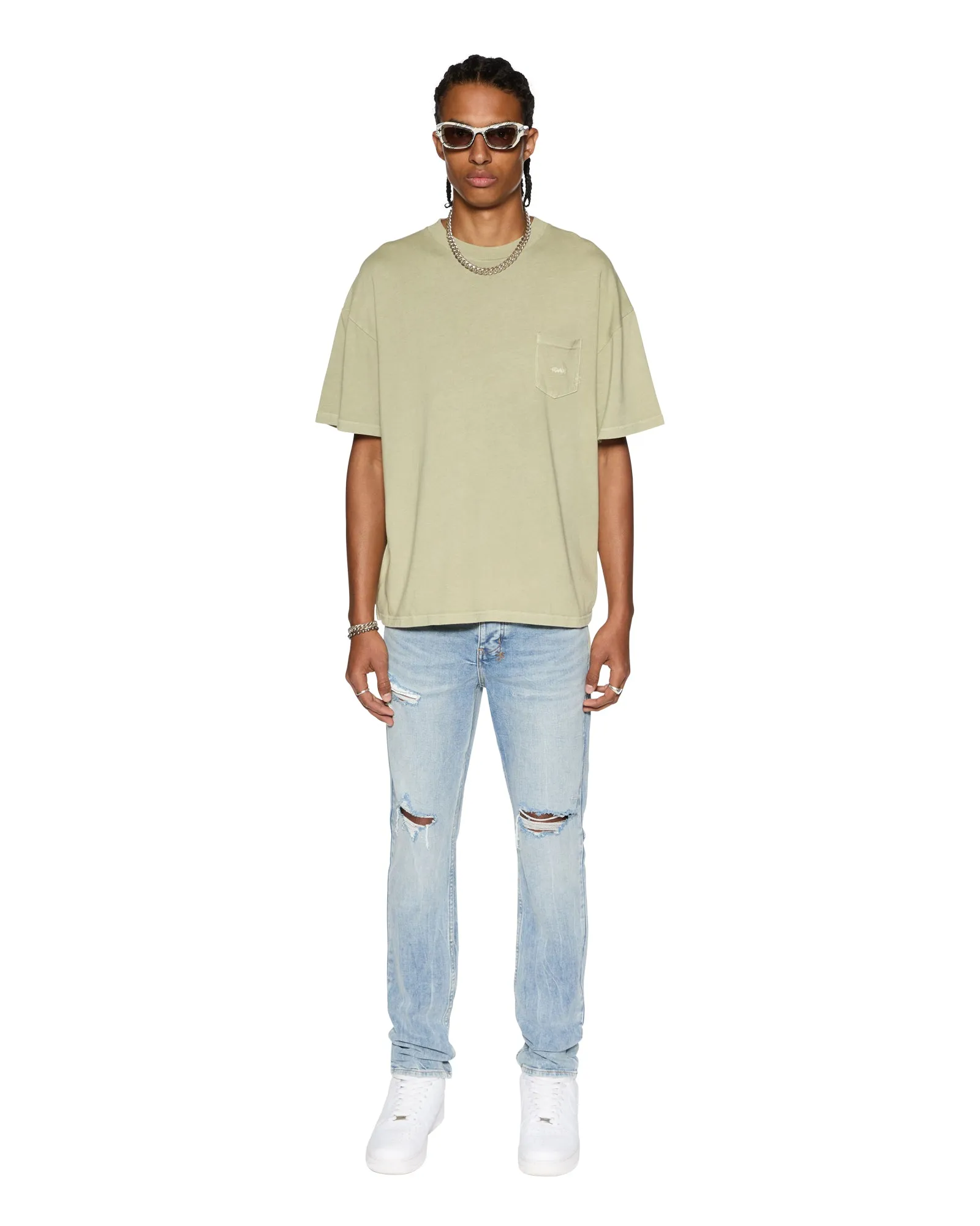 Lightweight Blouse Layered Hem Detailing EST POCKET SS TEE GRASS SweatWicking Mesh