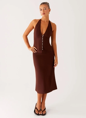 Everyday Line Esther Midi Skirt - Chocolate