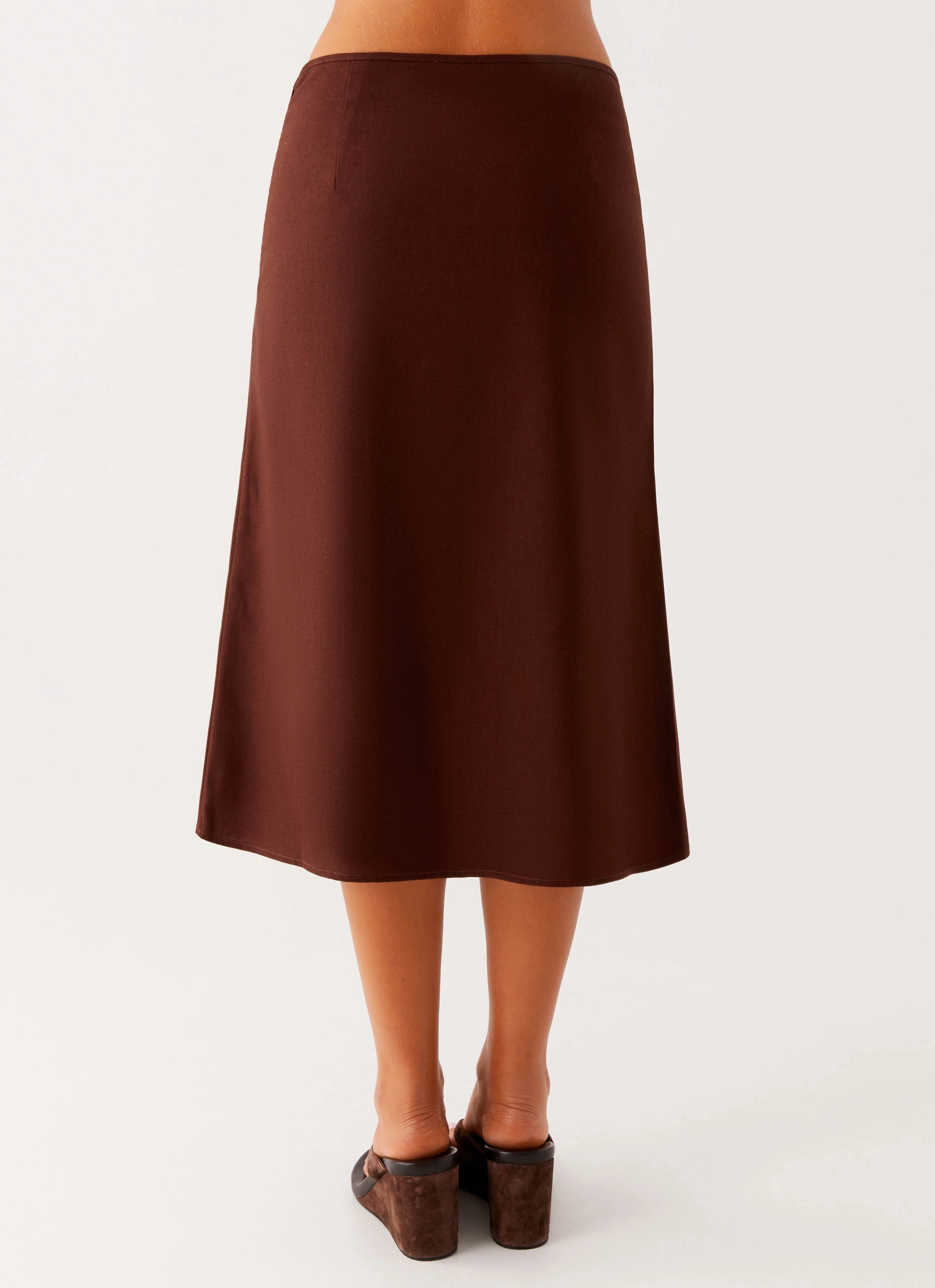 Timeless Wear Floral Pattern Esther Midi Skirt - Chocolate