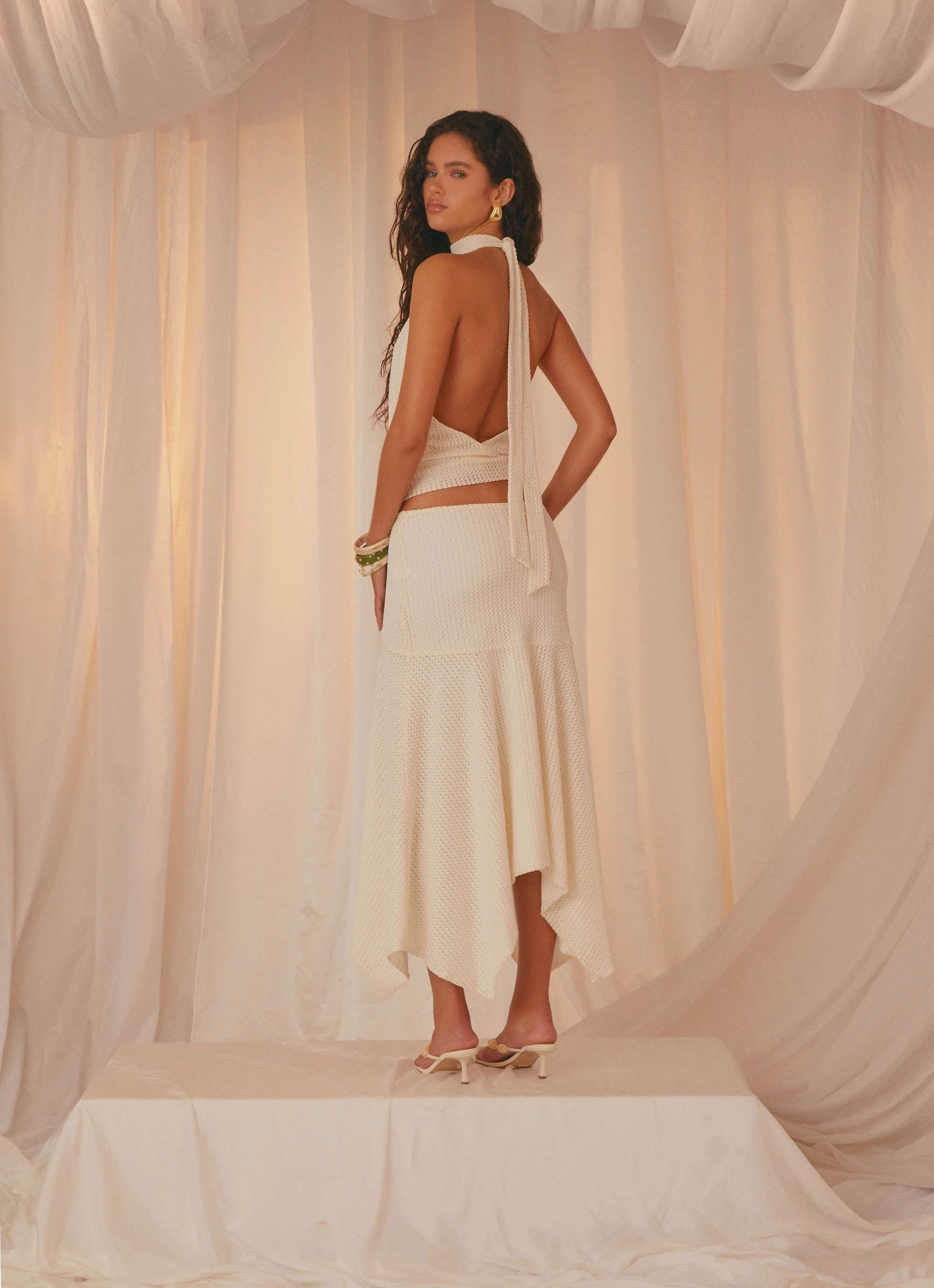 Evaden Low Rise Midi Skirt - Ivory Occasion Dressing Daily Favorite