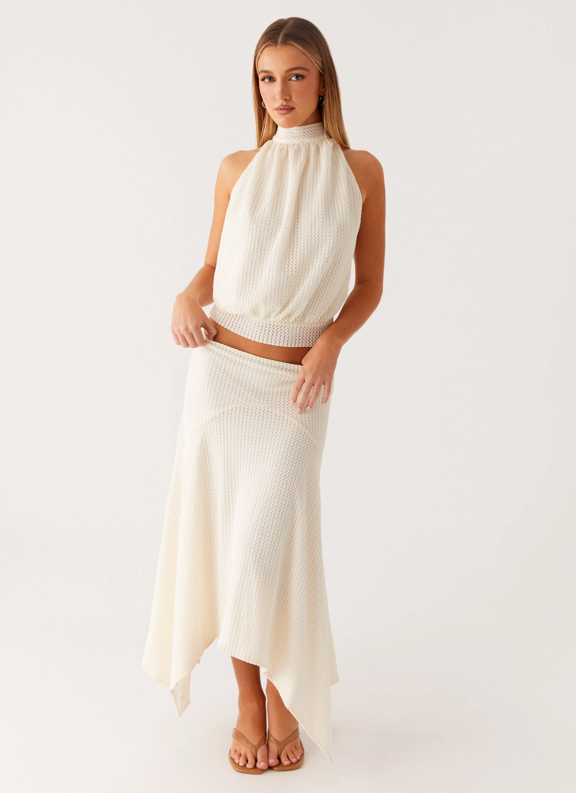 Perfect Silhouette Evaden Low Rise Midi Skirt - Ivory