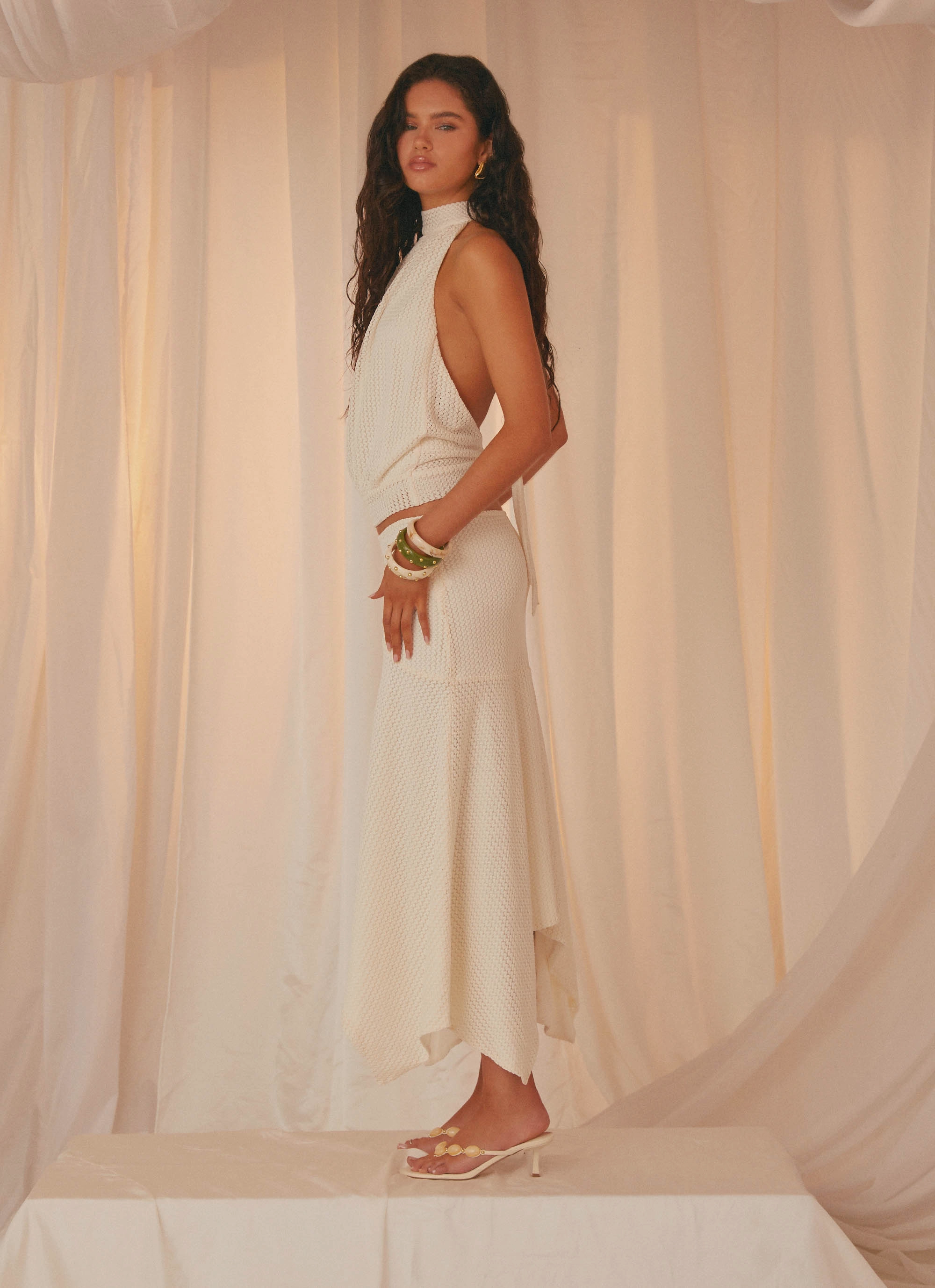 Everyday Comfort Chic Tones Evaden Low Rise Midi Skirt - Ivory