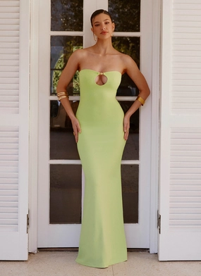 Moara Cut Out Maxi Dress - Lime Green Smooth Motion Cozy Balance