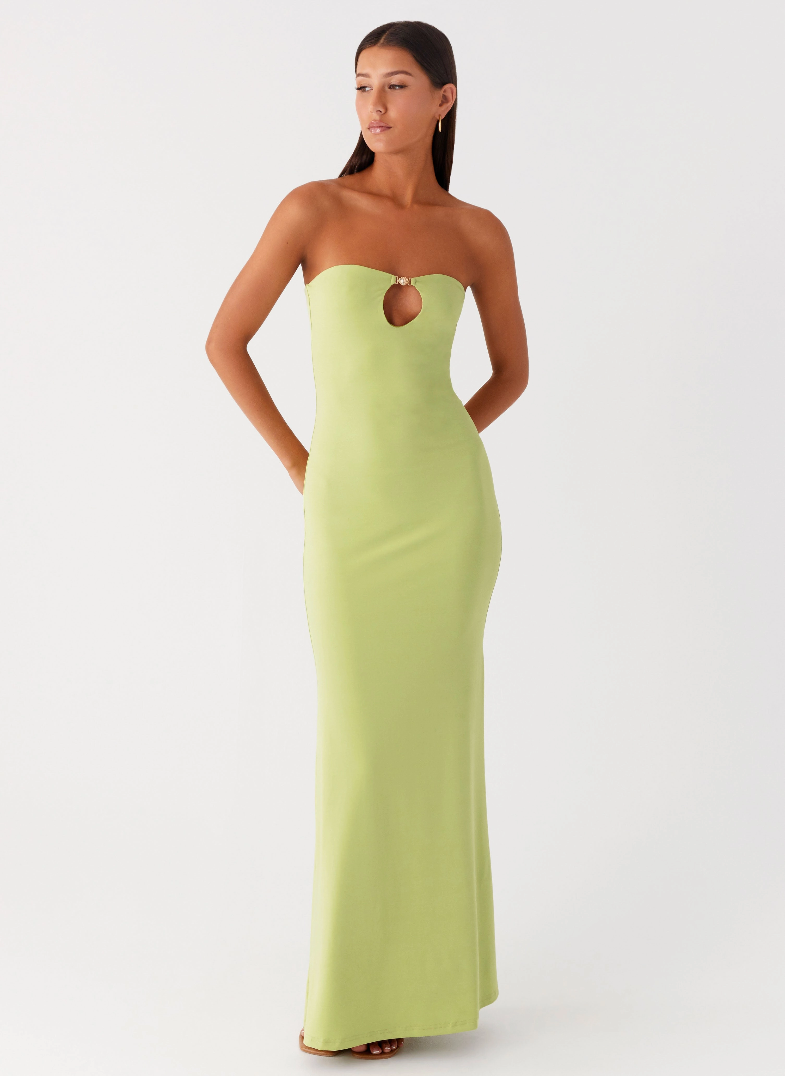 Office Mood Nature Bloom Moara Cut Out Maxi Dress - Lime Green