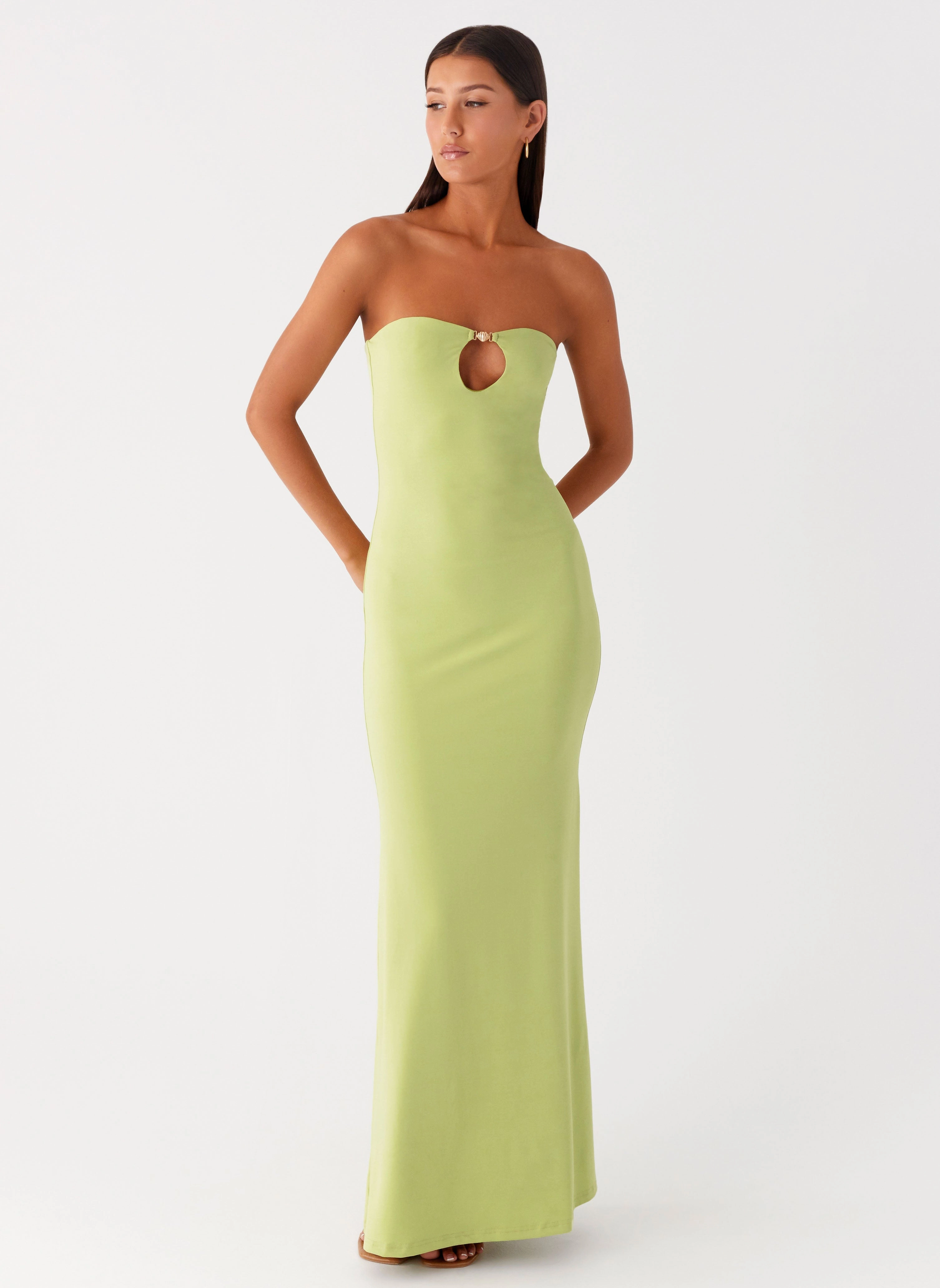 Silky Shape Moara Cut Out Maxi Dress - Lime Green