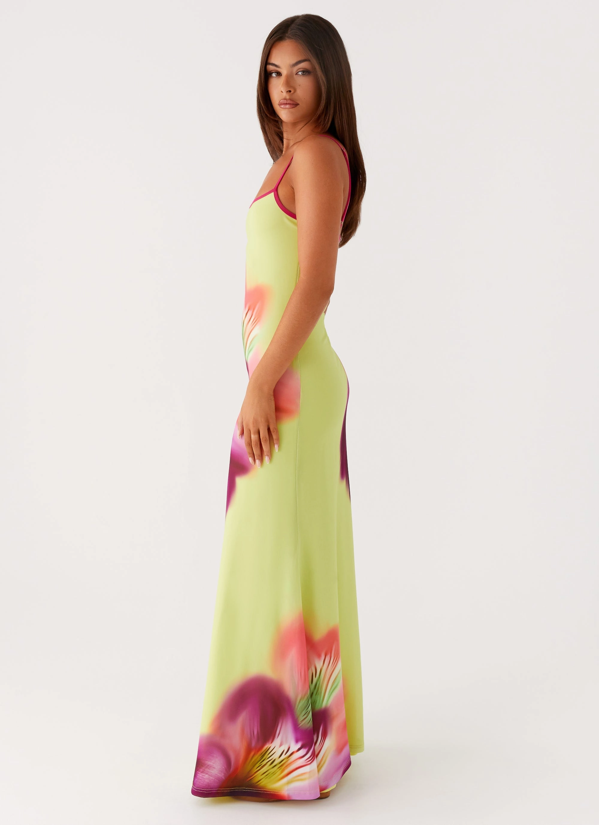 Saturated Hue Airy Fabric Everett Maxi Dress - Green Tropical