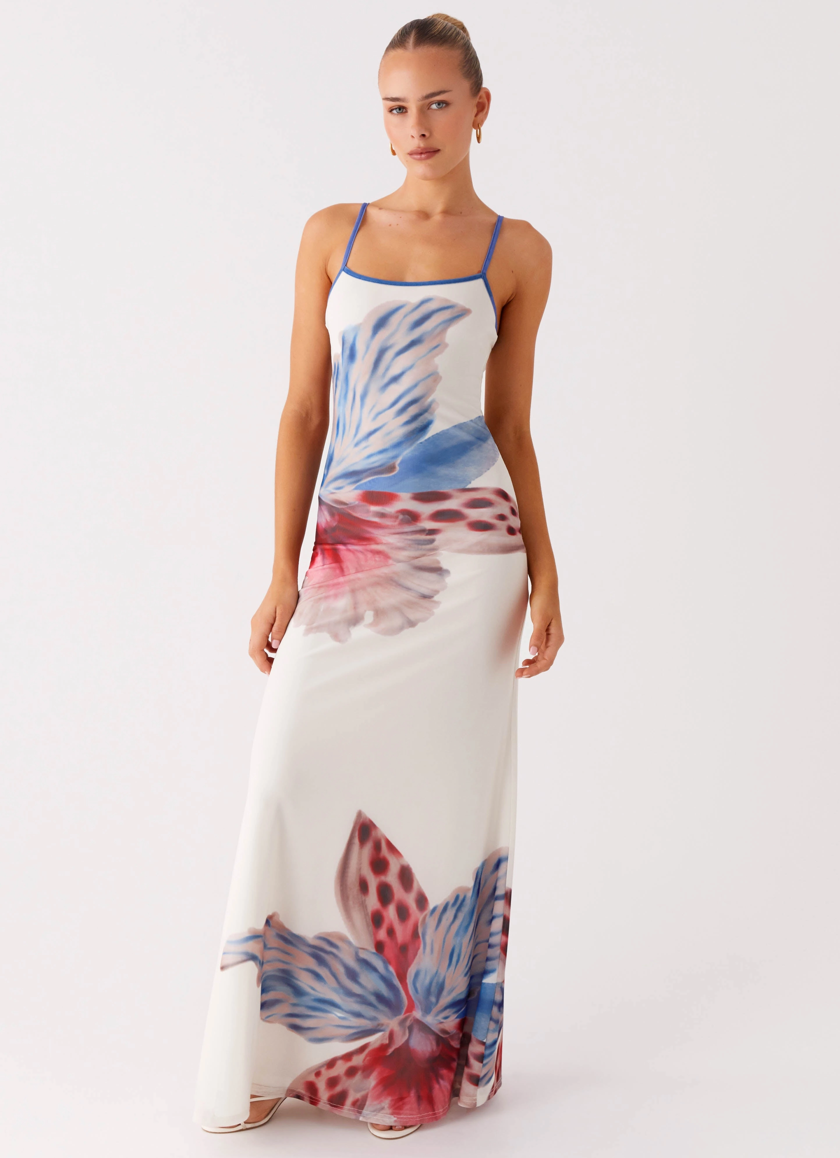 Everett Maxi Dress - White Sea Bloom Gathered-Detail Everyday Comfort
