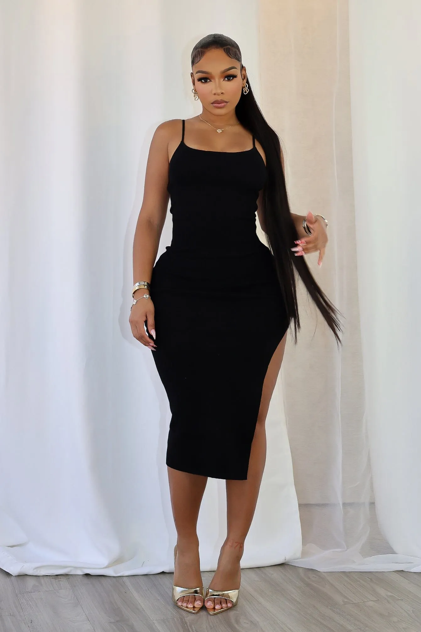 Ishaan Ribbed Knit Cami Midi Dress Timeless Comfort Wear Modest Look