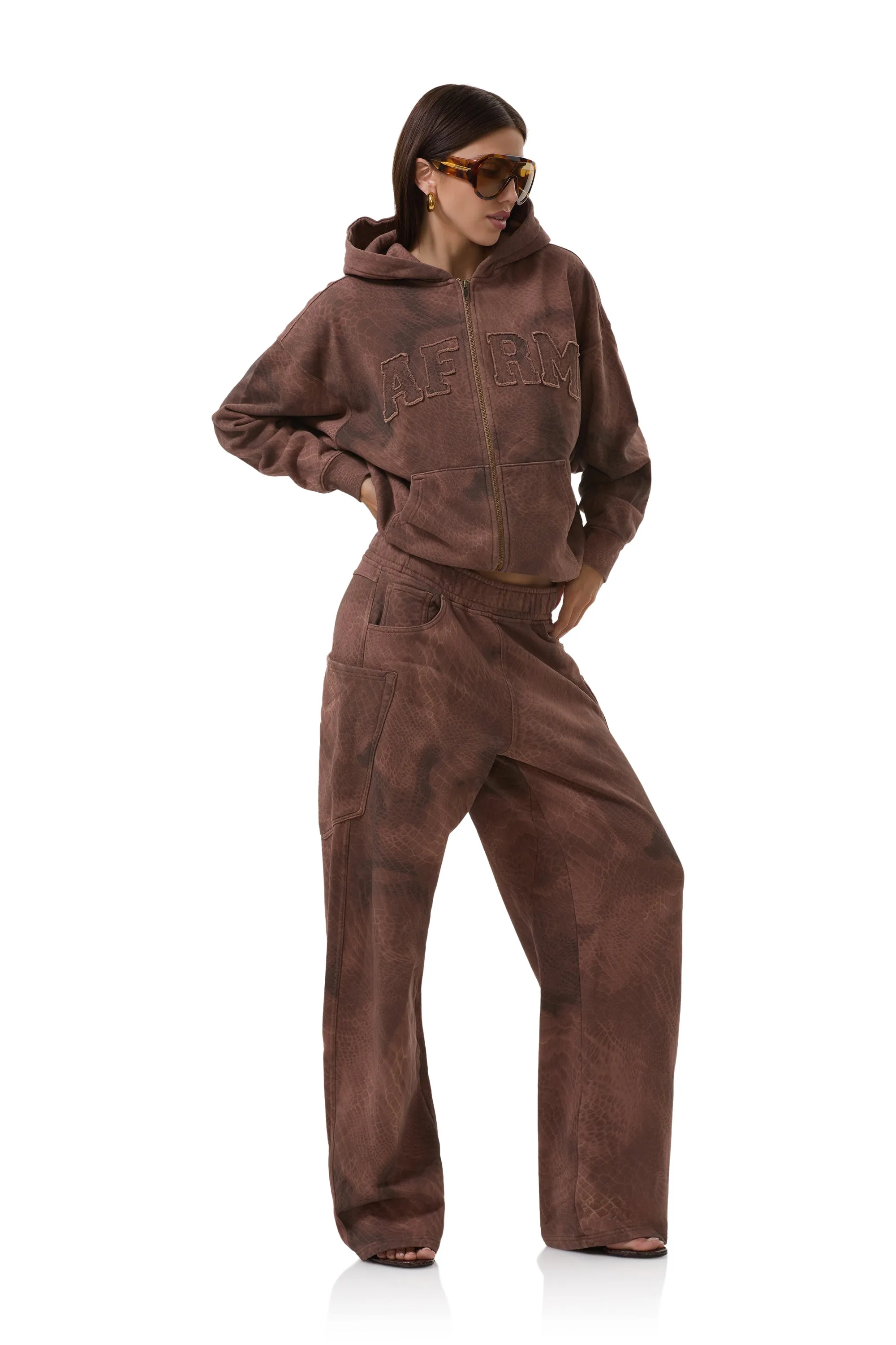 Ryan Barrel Sweatpant - Brown Snake Layered Comfort Elastic Cuff