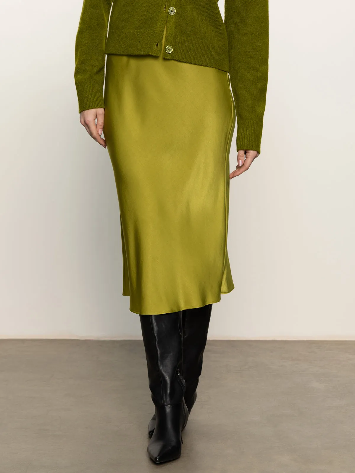 Fresh Detail Everyday Midi Skirt Martini Olive