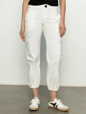 Organic Cotton Petite Fit Take Over Jogger Mid-Rise Pant Bleached White
