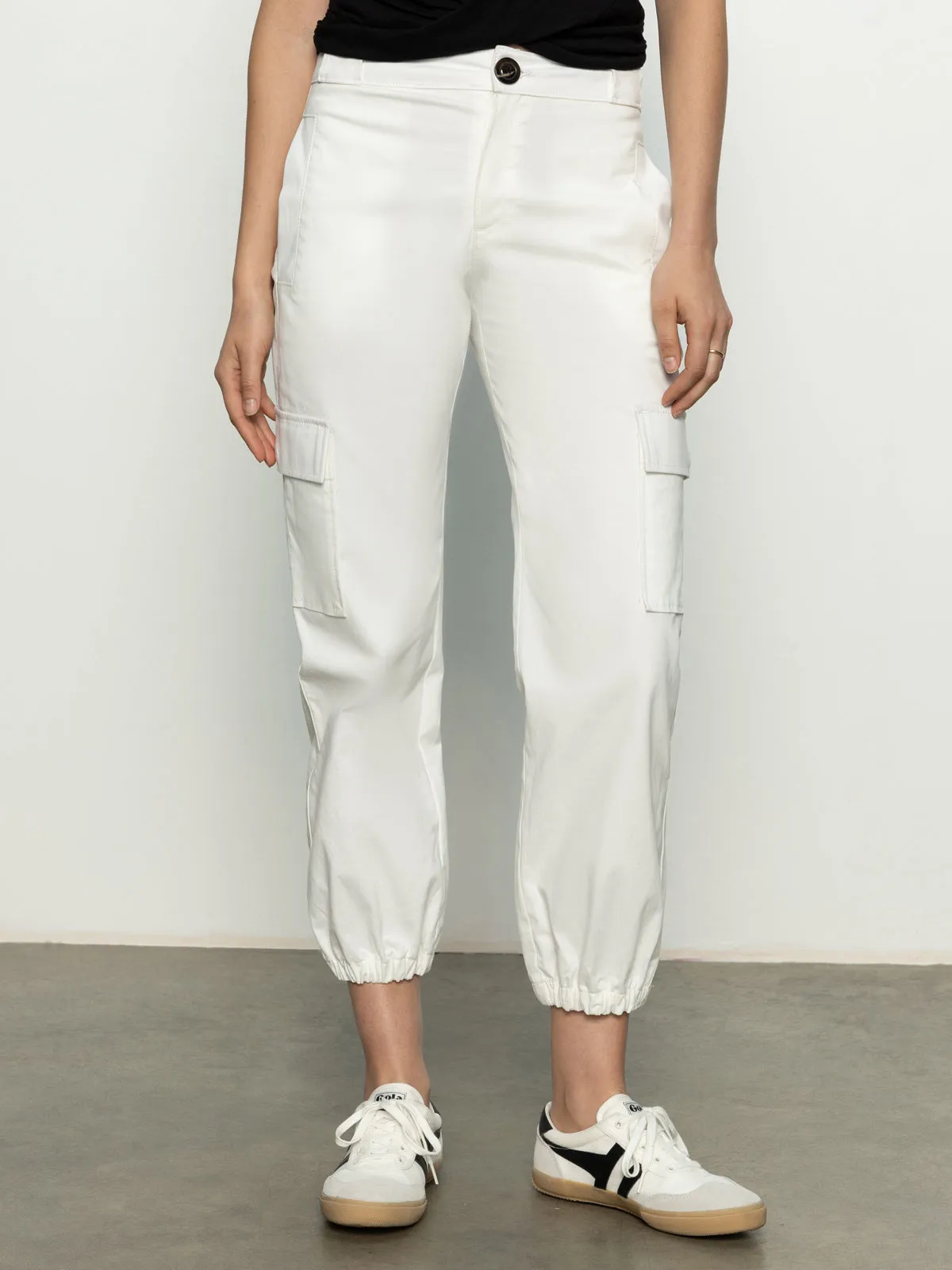 Organic Cotton Petite Fit Take Over Jogger Mid-Rise Pant Bleached White