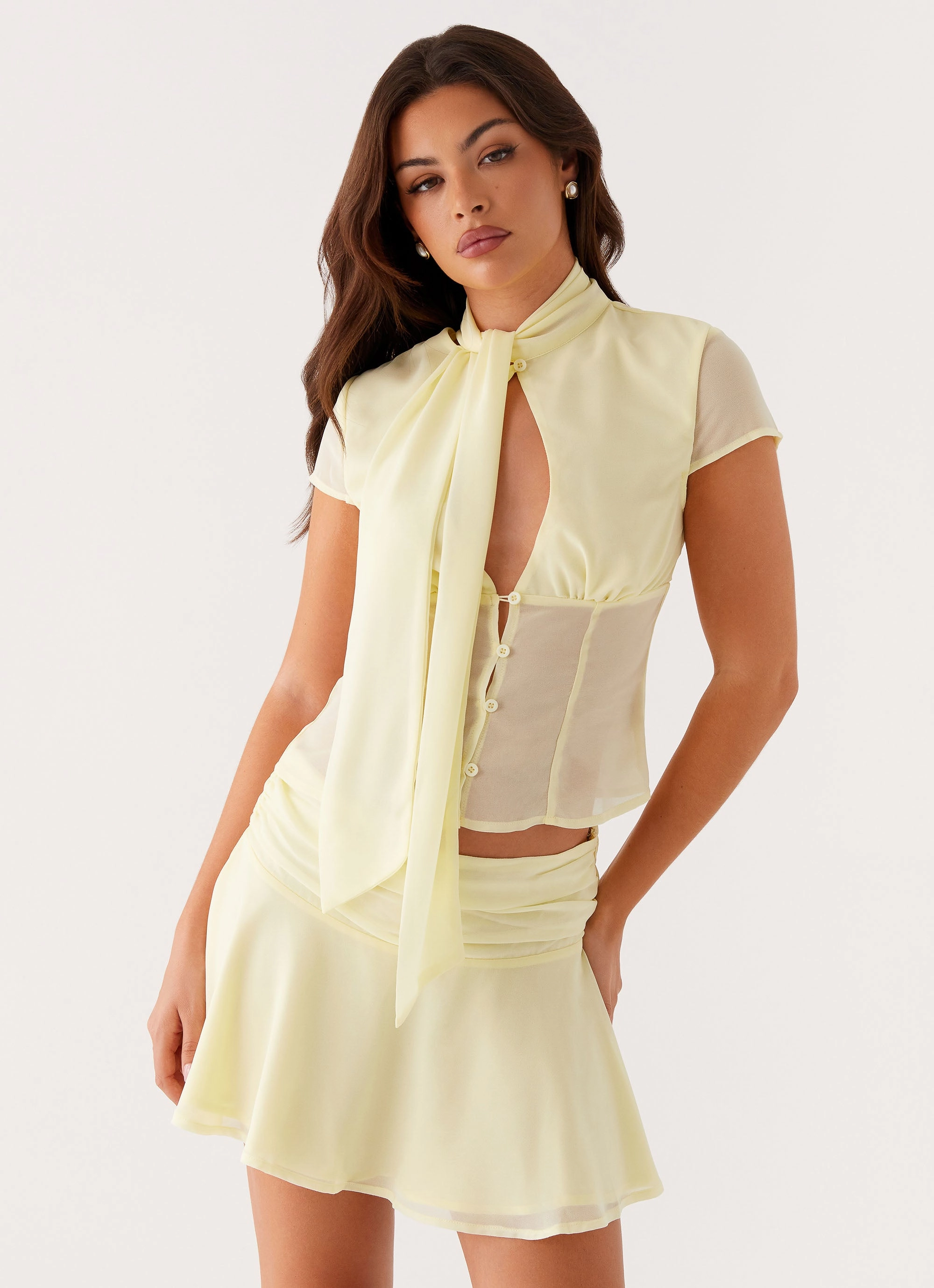 Wrap Closure Colby Mini Skirt - Lemon