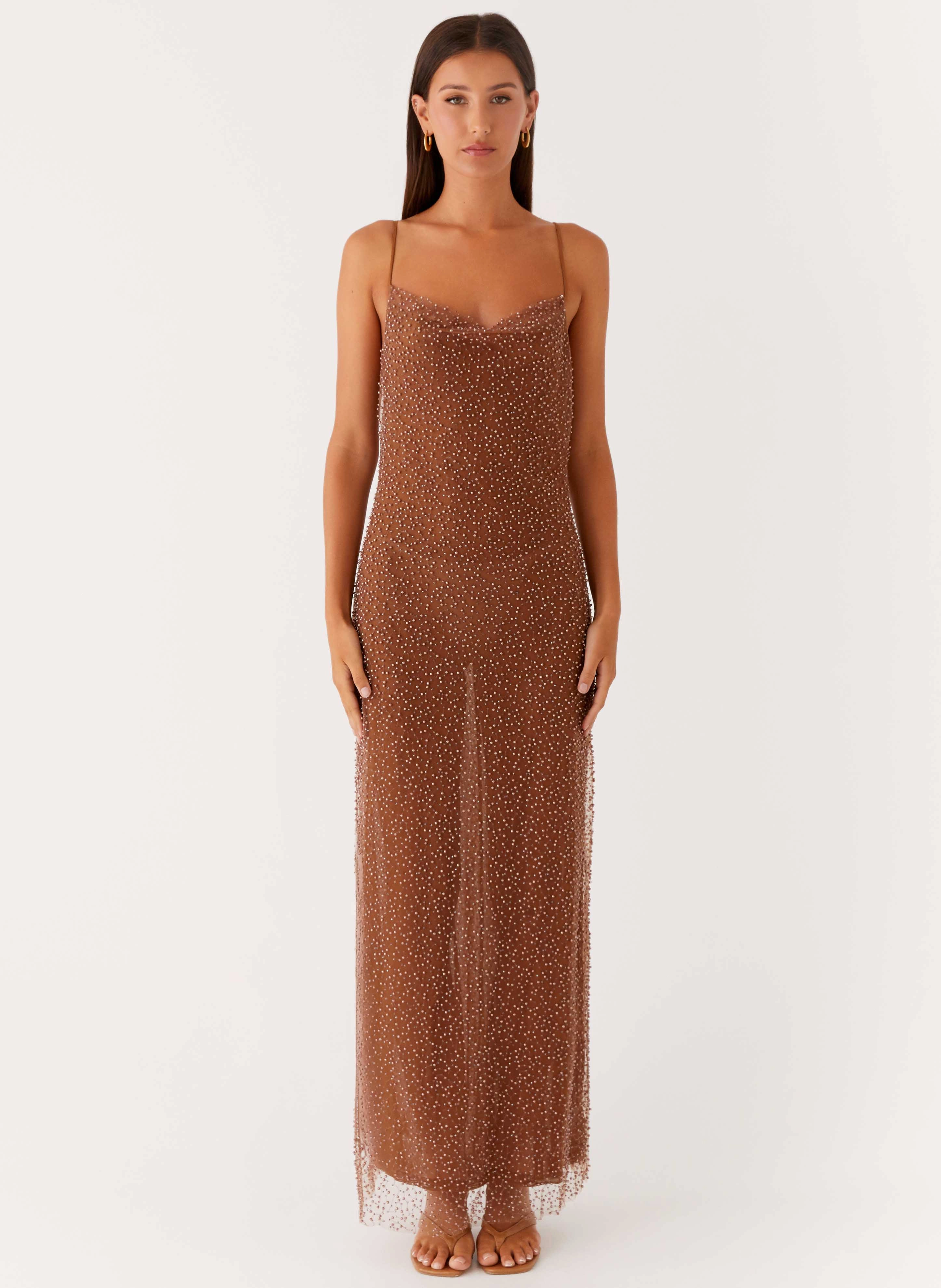 tailored look Zuella Beaded Maxi Dress - Chocolate